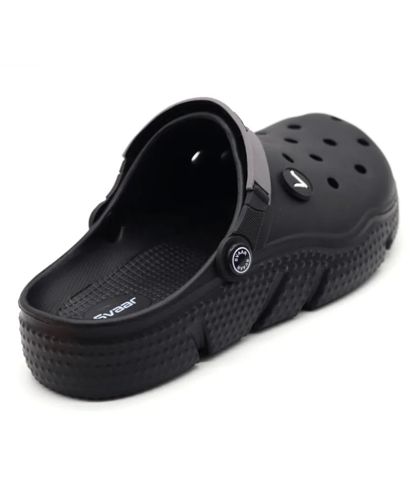 SVAAR Designer Clogs With Adjustable Back Strap For Men - Black