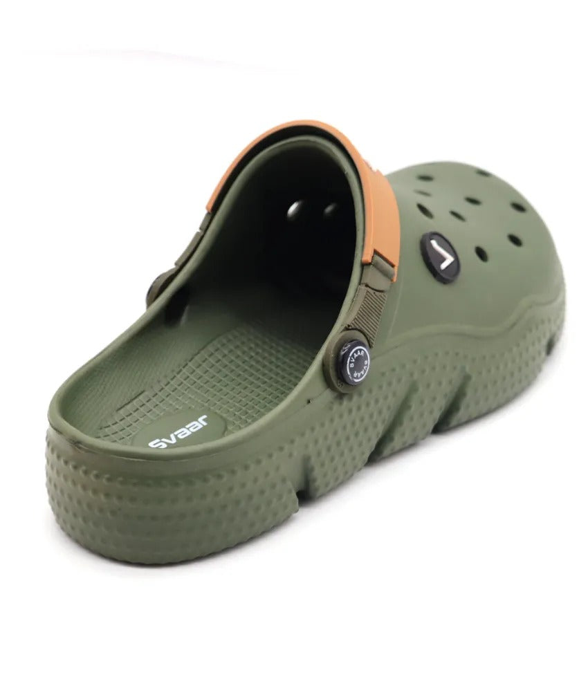 SVAAR Designer Clogs With Adjustable Back Strap For Men - Olive