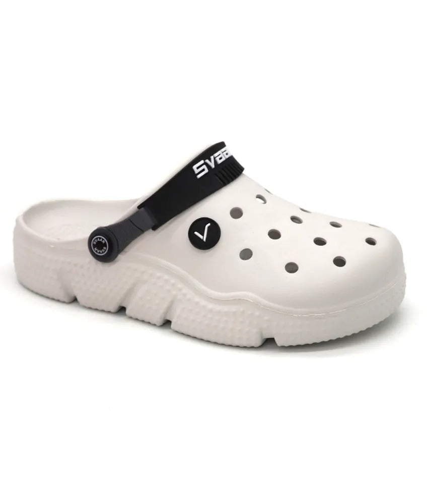 SVAAR Designer Clogs With Adjustable Back Strap For Men - Off White