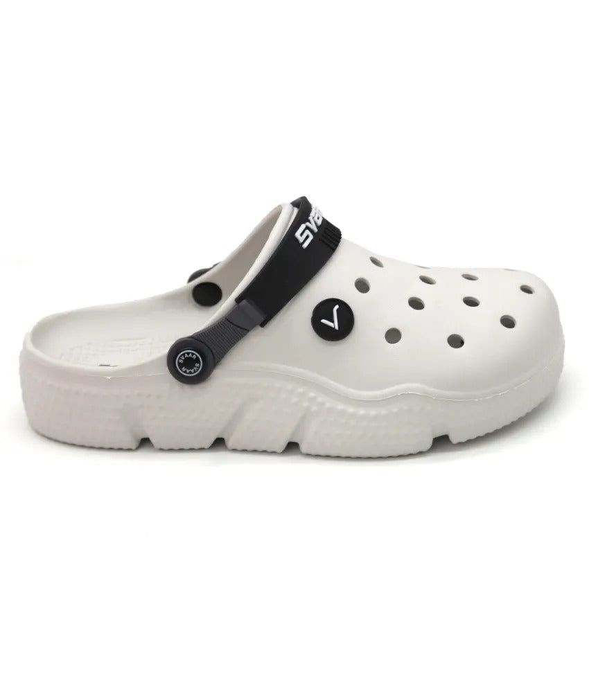 SVAAR Designer Clogs With Adjustable Back Strap For Men - Off White
