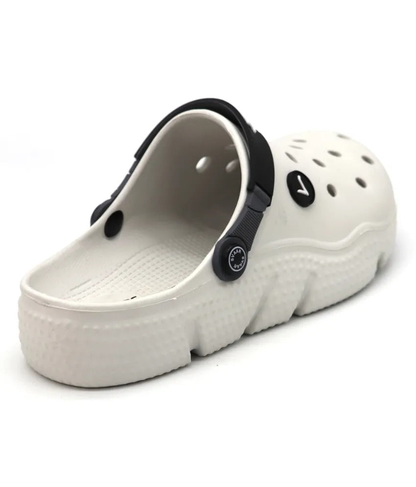 SVAAR Designer Clogs With Adjustable Back Strap For Men - Off White