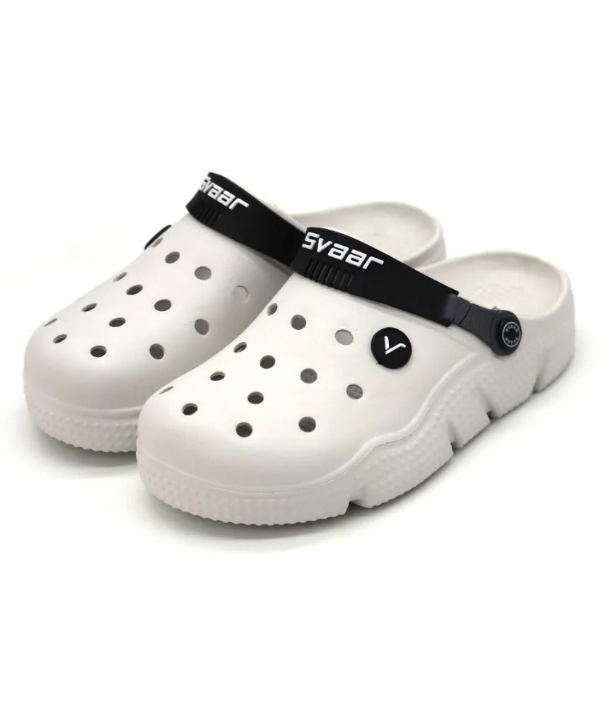 SVAAR Designer Clogs With Adjustable Back Strap For Men - Off White