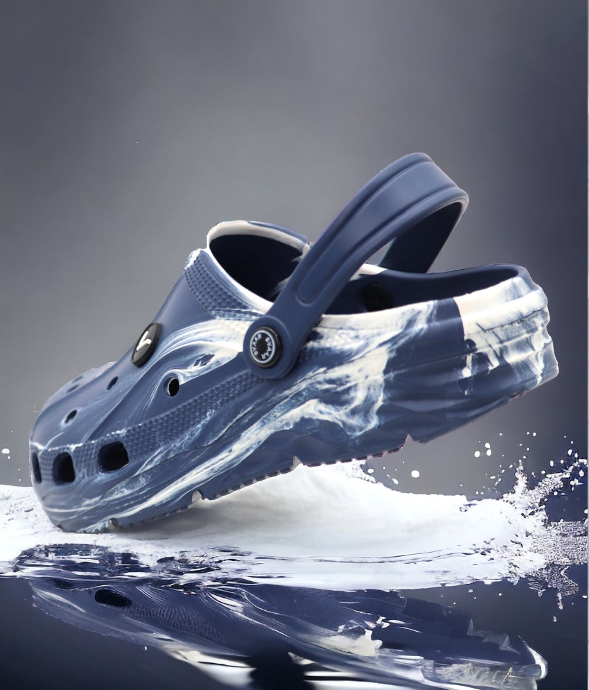 SVAAR Men's Marble Effect Classic Clogs with Adjustable Back Strap for Men