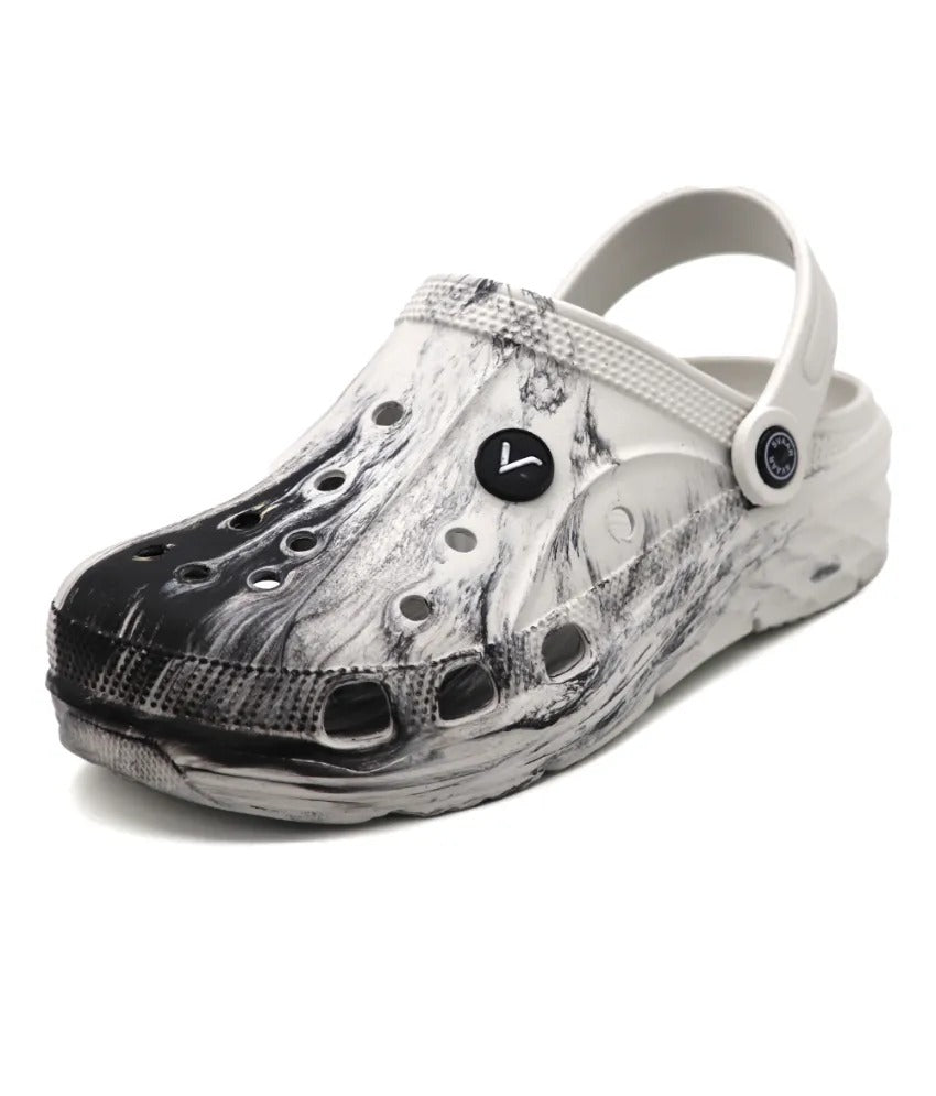 SVAAR Men's Marble Effect Classic Clogs with Adjustable Back Strap for Men