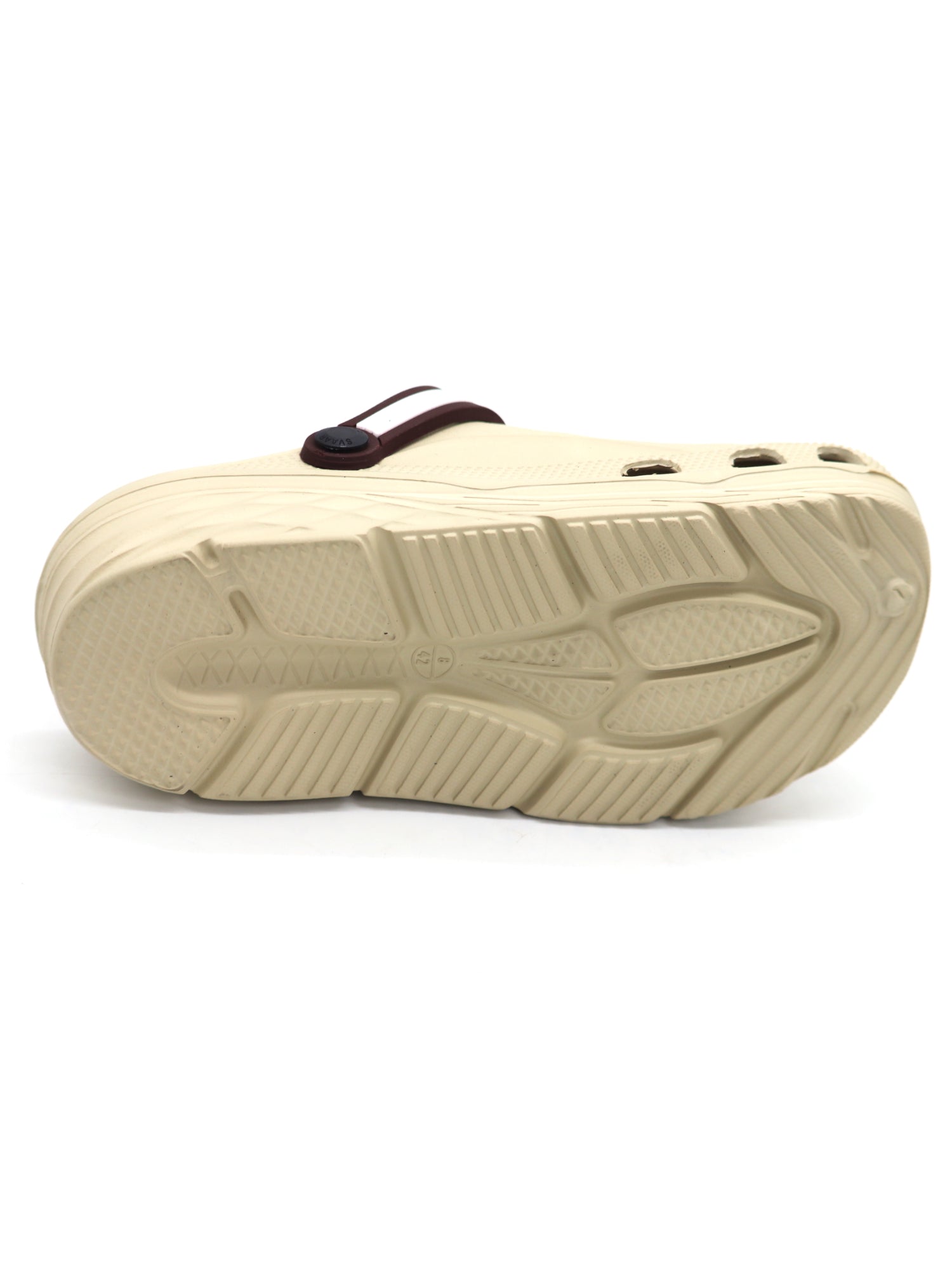 SVAAR x Friends Men's Stylish Clogs with Authentic Friends Charms and Adjustable Back Strap Beige