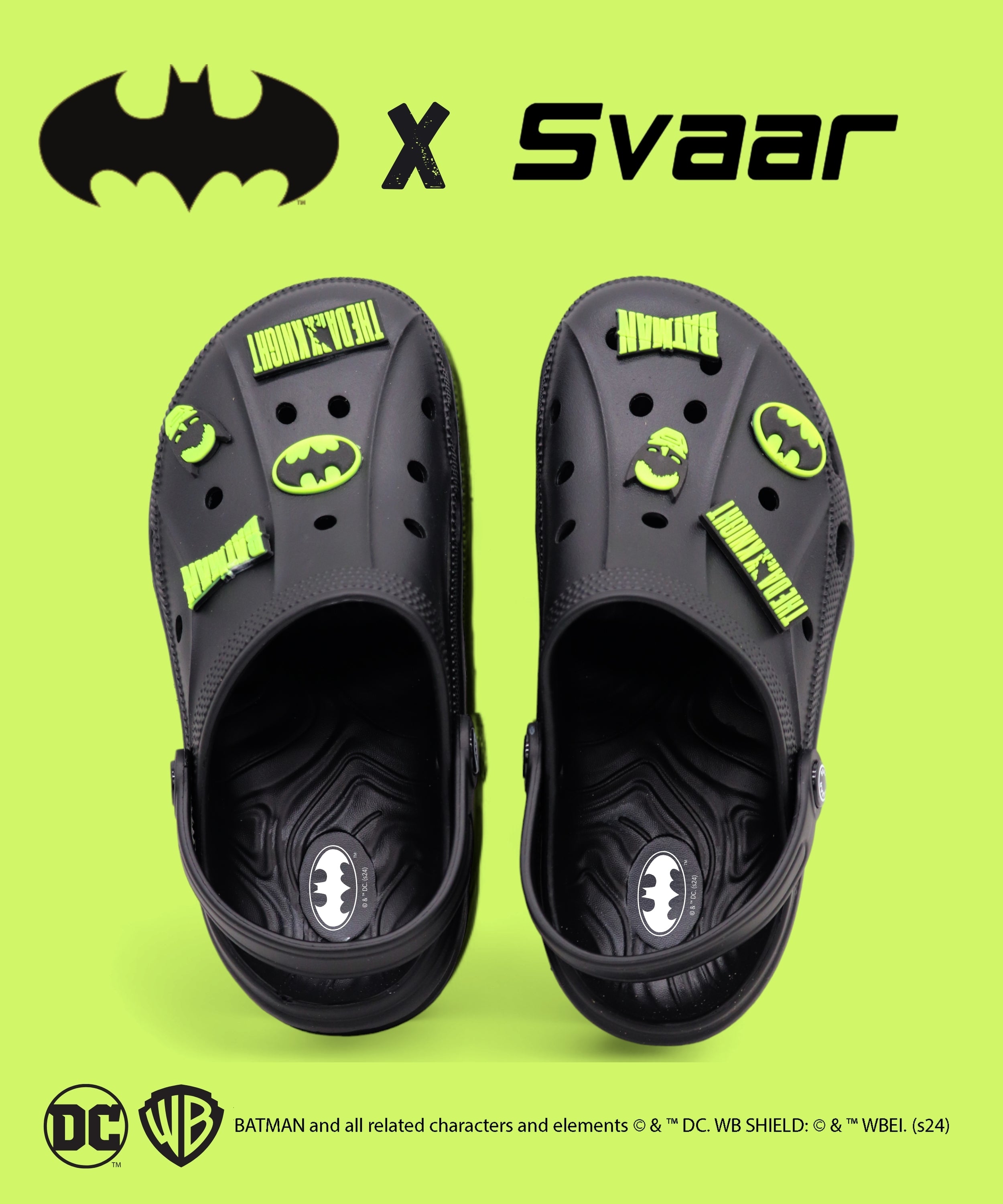 Batman : Dark Knight Men Clogs with 6 Heroic Charms
