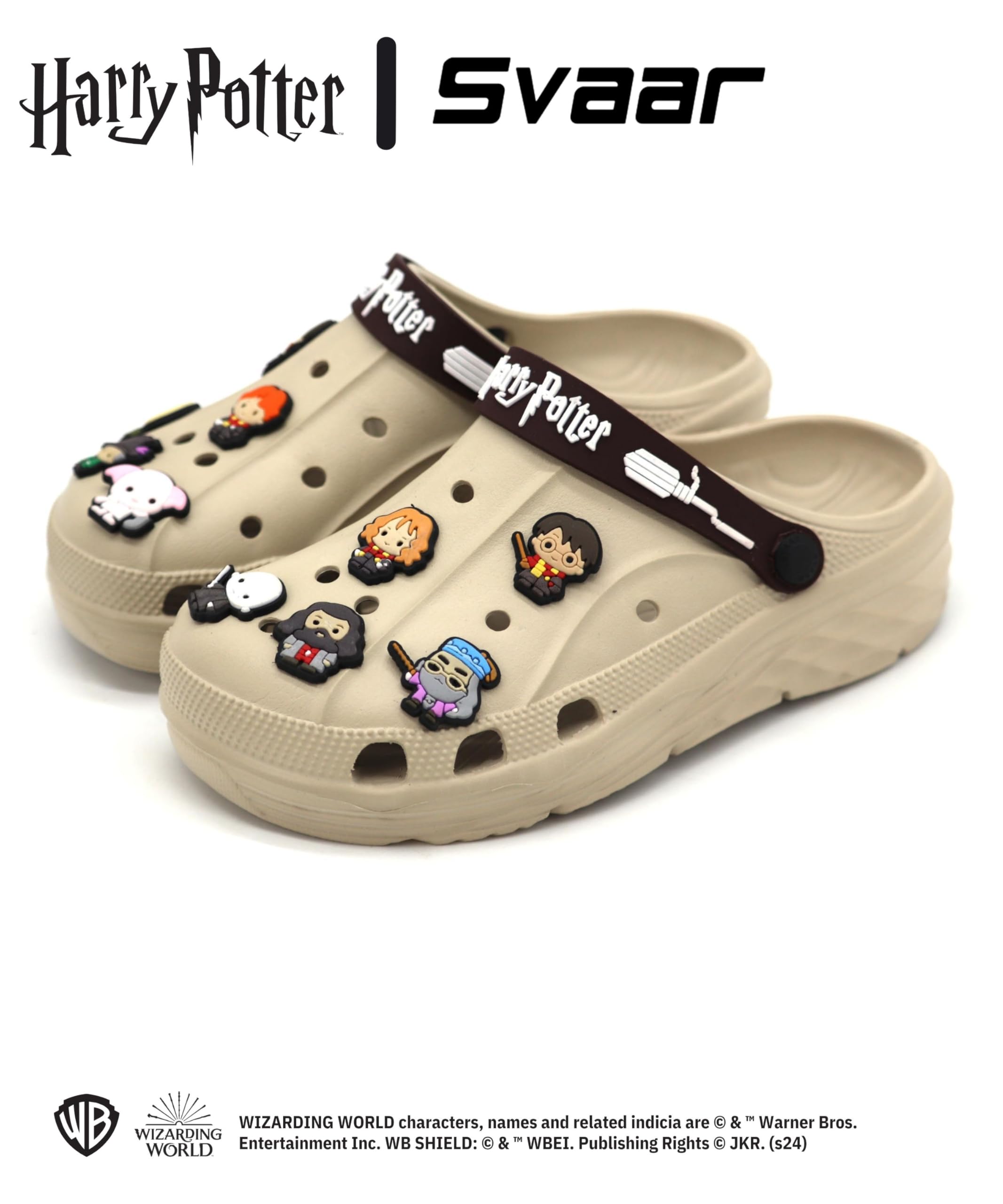 SVAAR x Harry Potter Men's Magical Clogs with Authentic Harry Potter Charms and Adjustable Back Strap