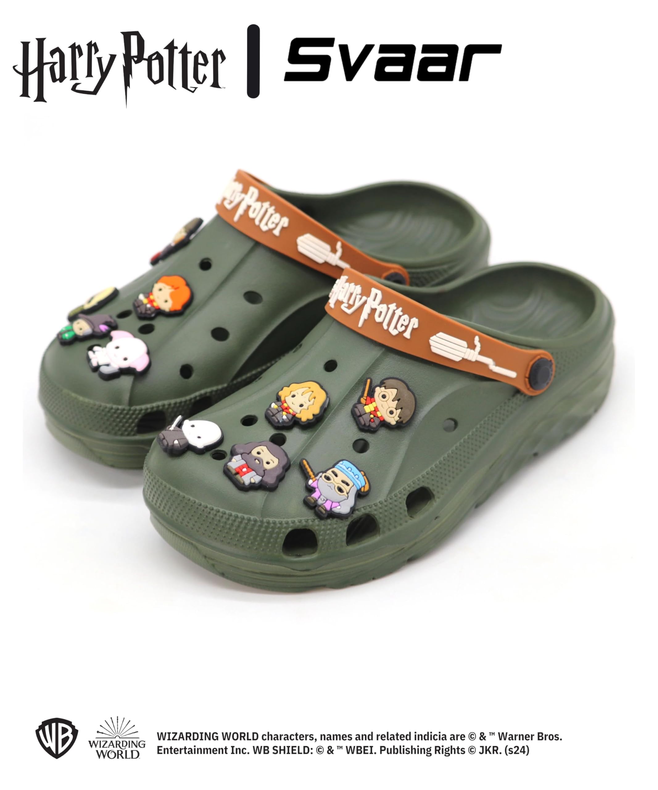 SVAAR x Harry Potter Men's Magical Clogs with Authentic Harry Potter Charms and Adjustable Back Strap