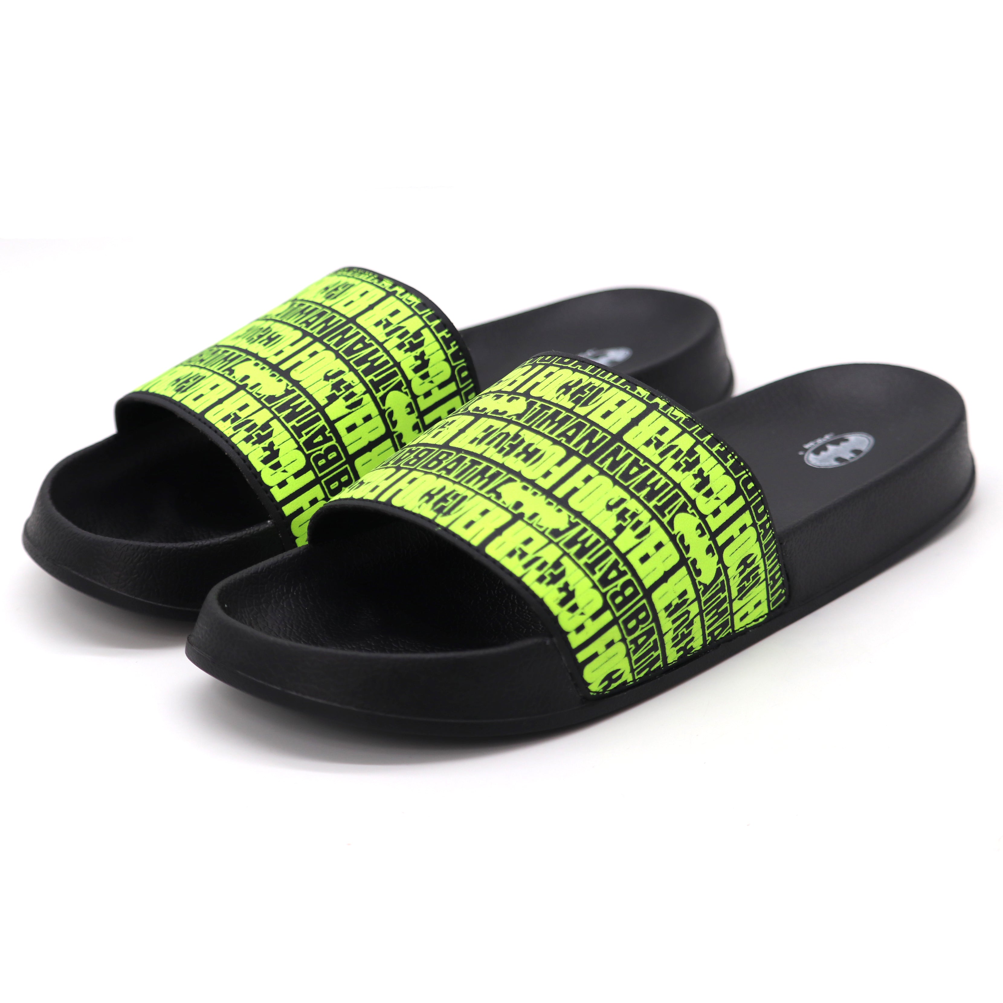 SVAAR Batman Forever Men's Ultra Soft Black Sliders – Cushioned & Waterproof Flip Flops