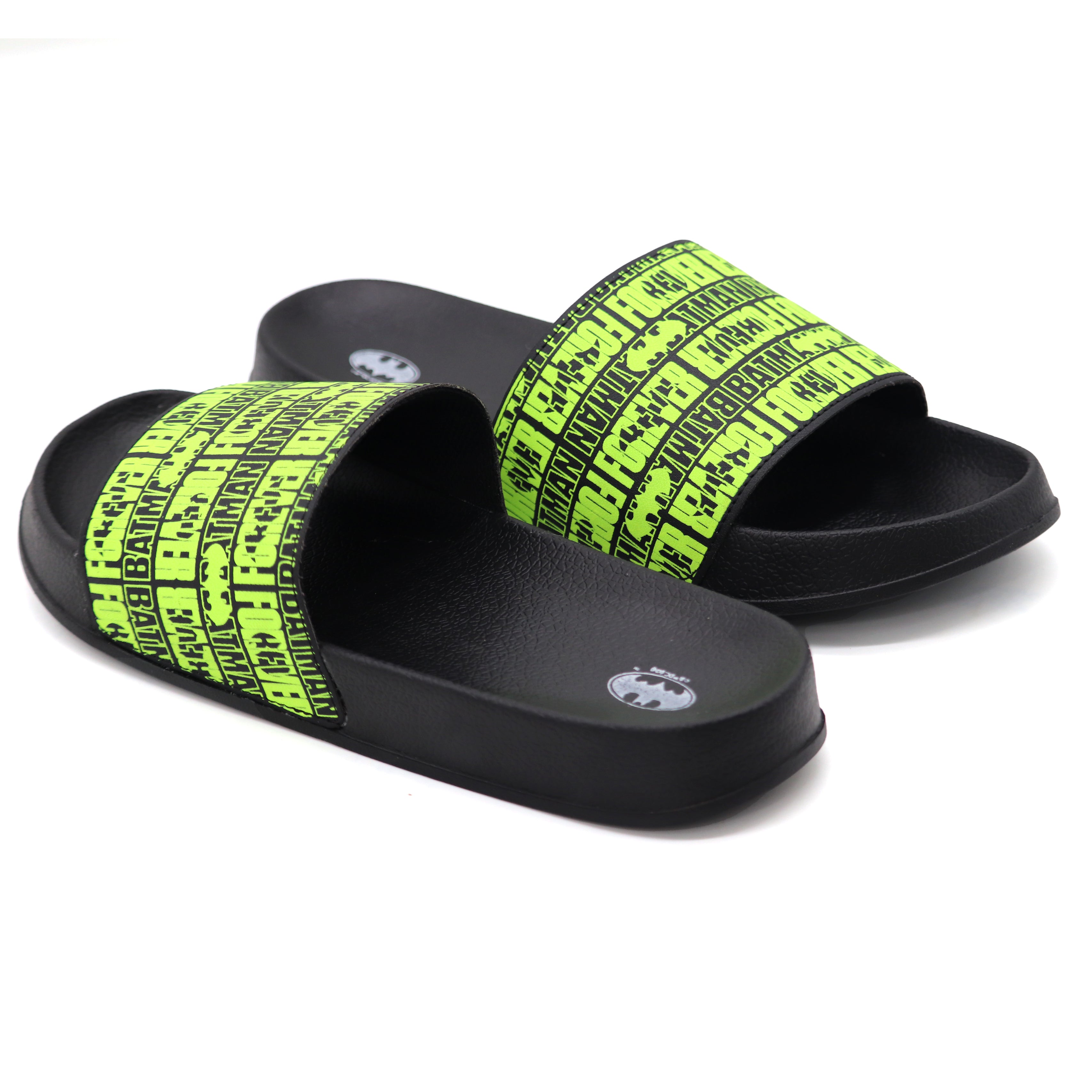 SVAAR Batman Forever Men's Ultra Soft Black Sliders – Cushioned & Waterproof Flip Flops