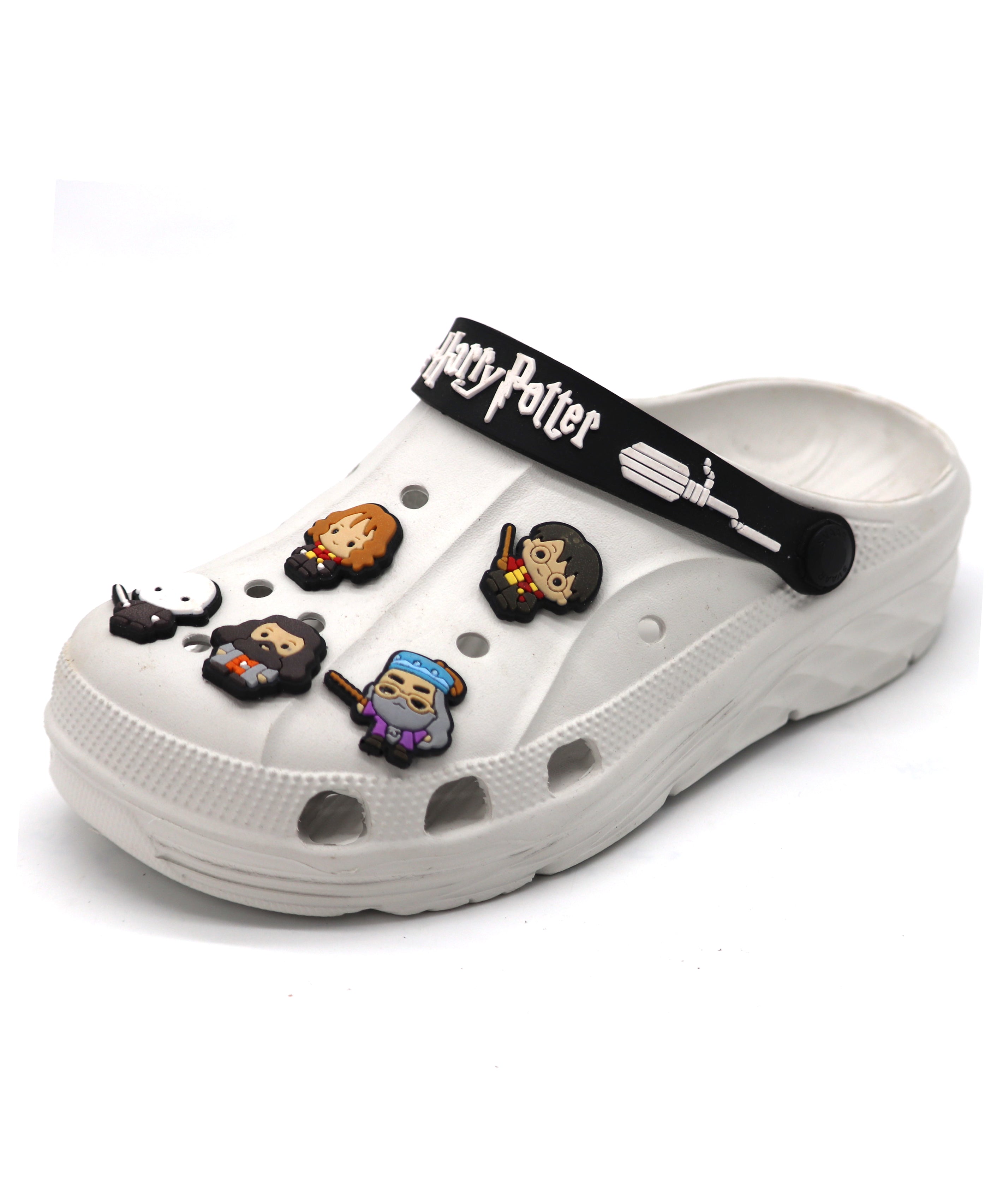 SVAAR x Harry Potter Men's Magical Clogs – Includes 10 Authentic Charms & Adjustable Back Strap - White