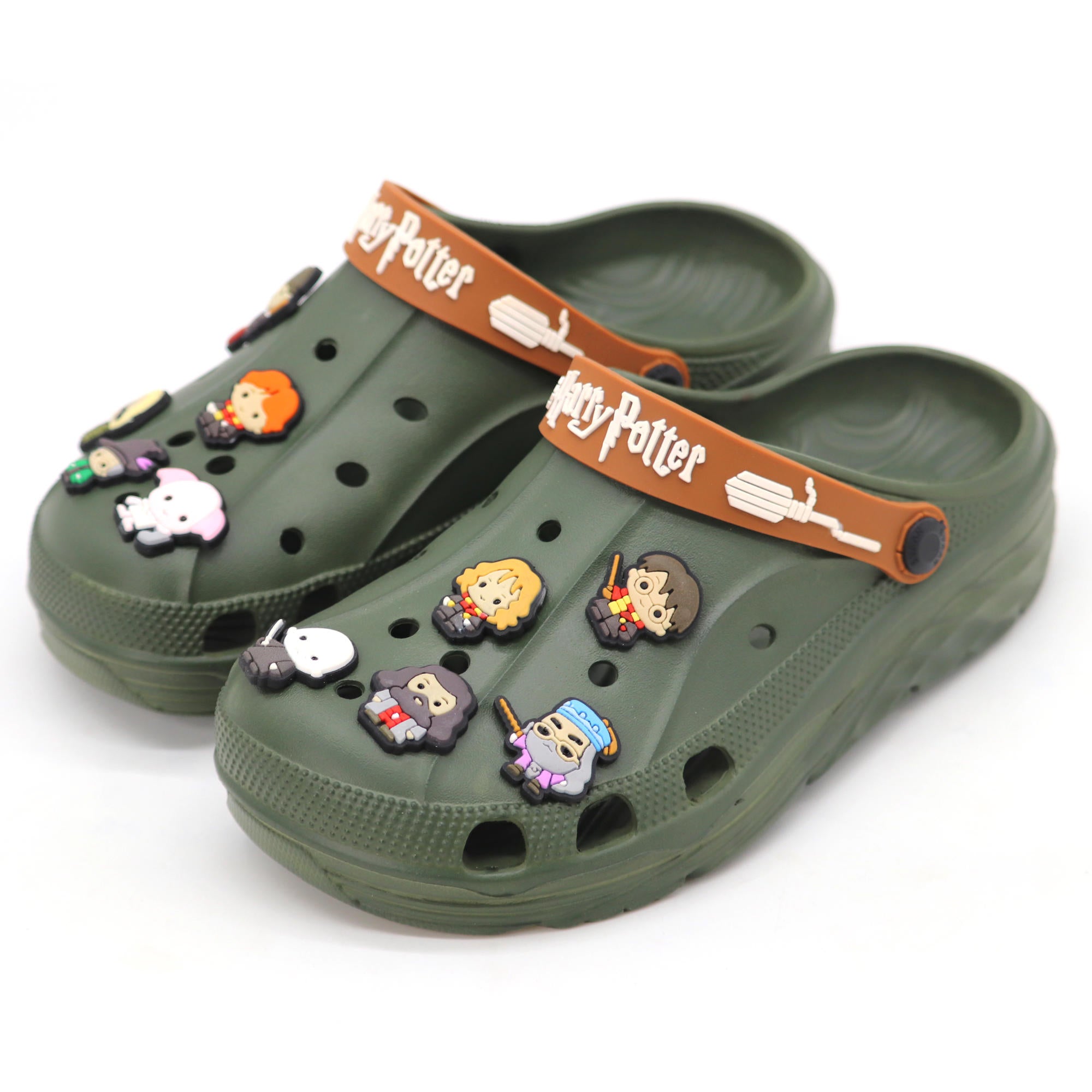 SVAAR x Harry Potter™ Men's Magical Clogs – Includes 10 Authentic Charms & Adjustable Back Strap - Olive