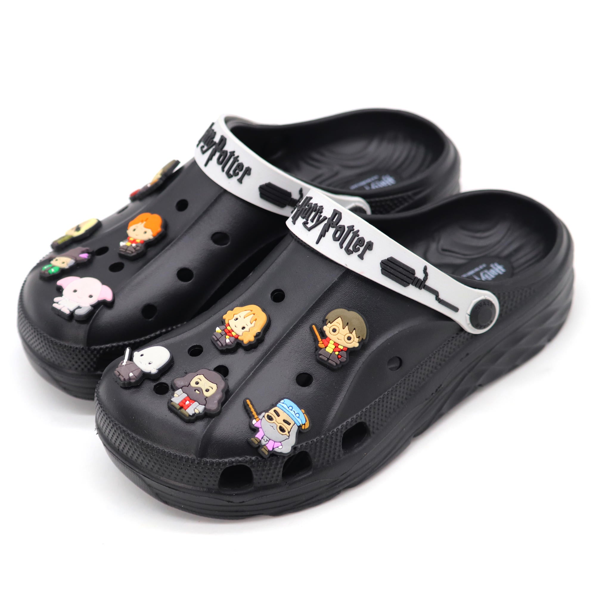 SVAAR x Harry Potter Men's Magical Clogs – Includes 10 Authentic Charms & Adjustable Back Strap - Black