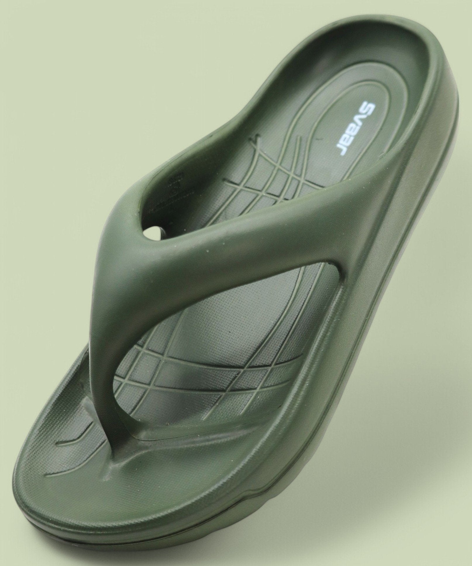 SVAAR Soft EVA Slippers for Men Stylish Anti-Skid Flip-Flops with Arch Support Bouncy Sole Lightweight Indoor Outdoor Comfort-Olive