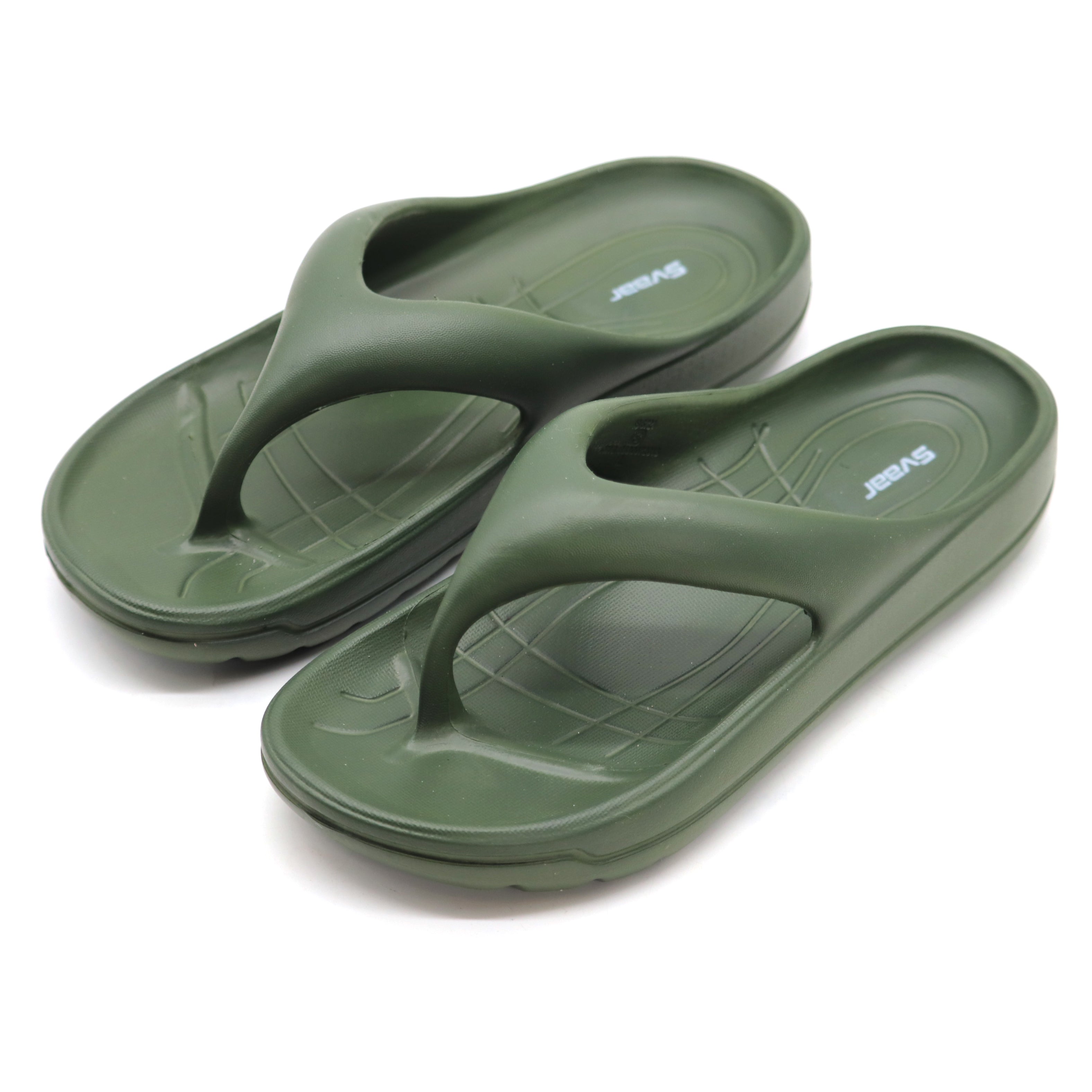 SVAAR Soft EVA Slippers for Men | Stylish Anti-Skid Flip-Flops with Arch Support & Bouncy Sole | Lightweight Indoor Outdoor Comfort-Olive