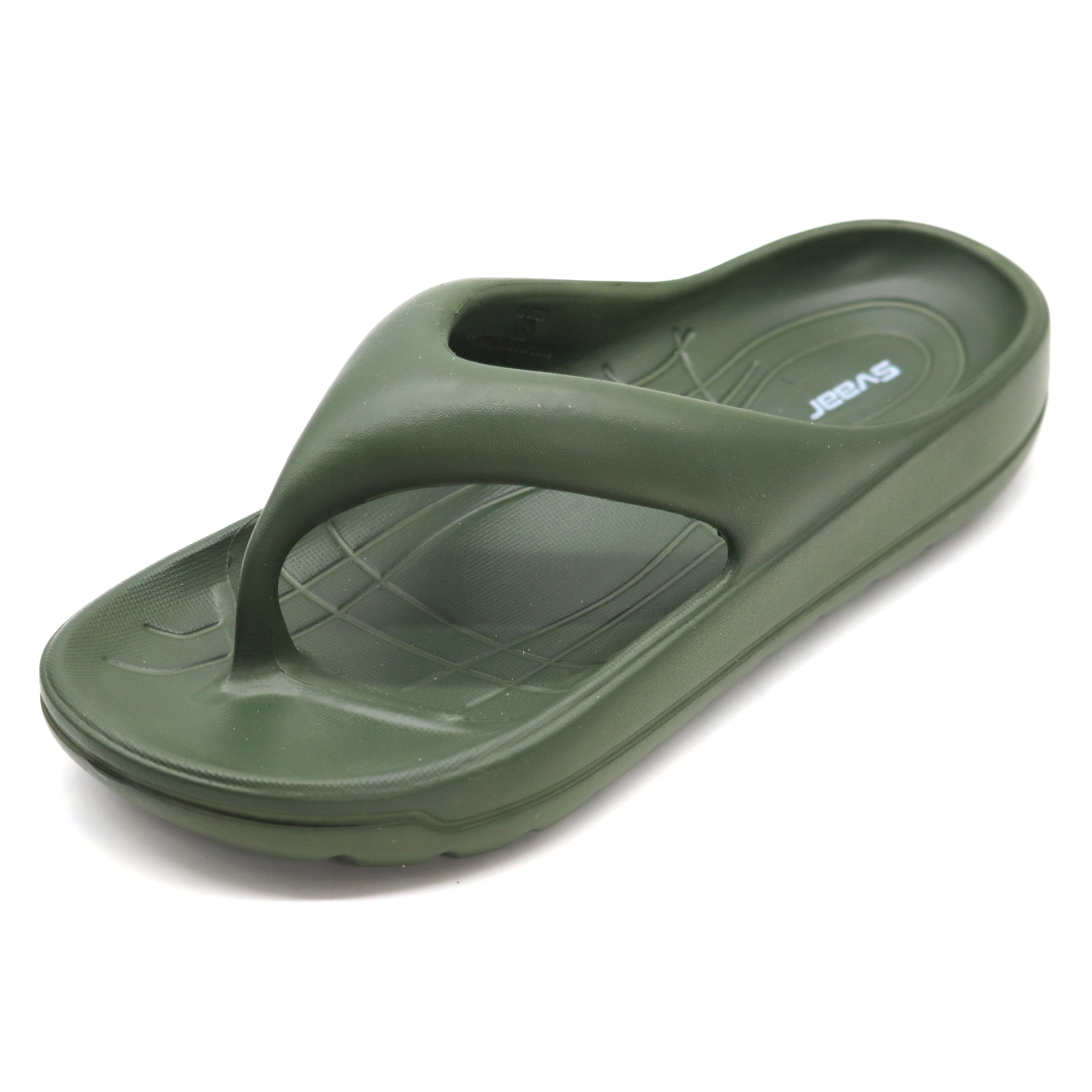 SVAAR Soft EVA Slippers for Men | Stylish Anti-Skid Flip-Flops with Arch Support & Bouncy Sole | Lightweight Indoor Outdoor Comfort-Olive