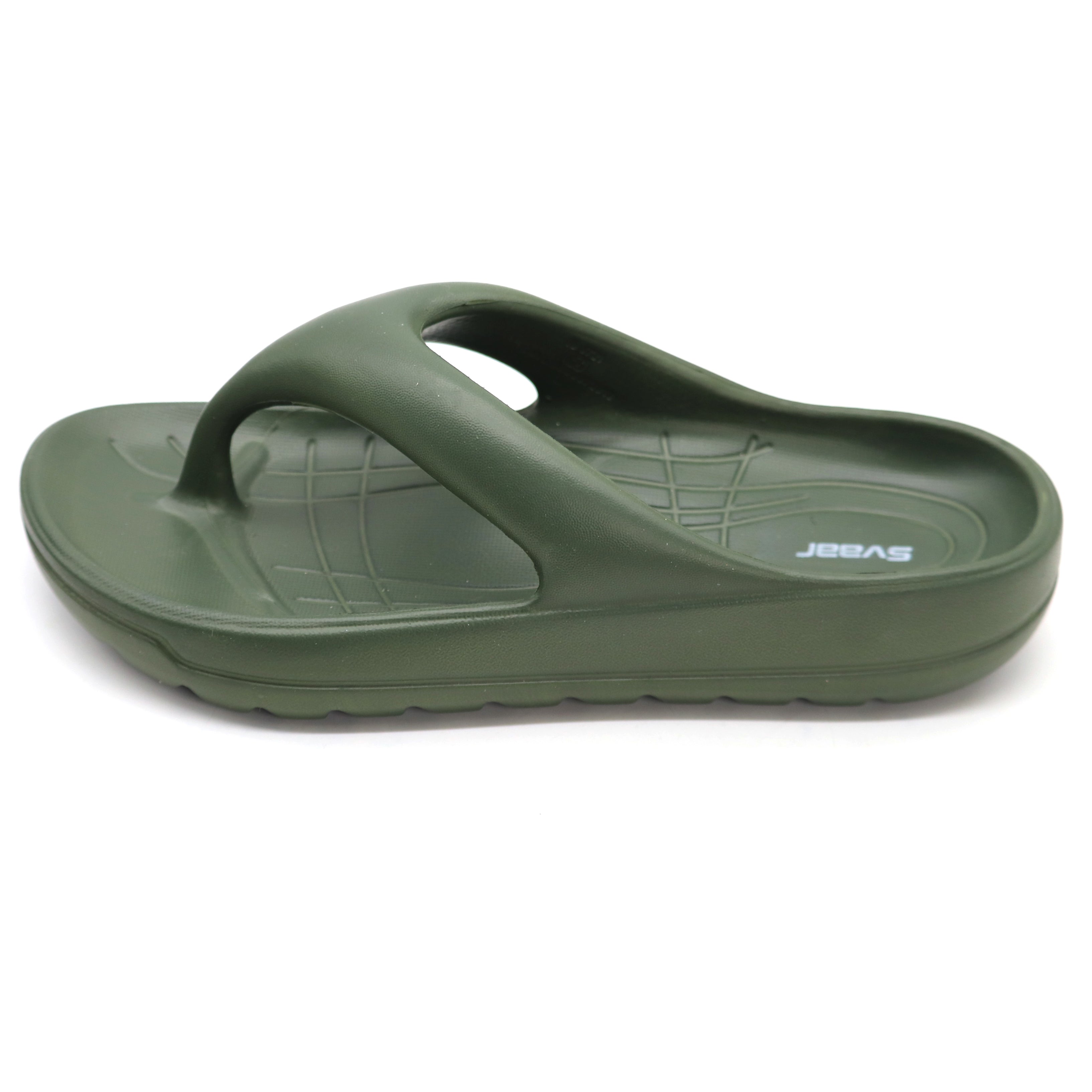 SVAAR Soft EVA Slippers for Men | Stylish Anti-Skid Flip-Flops with Arch Support & Bouncy Sole | Lightweight Indoor Outdoor Comfort-Olive