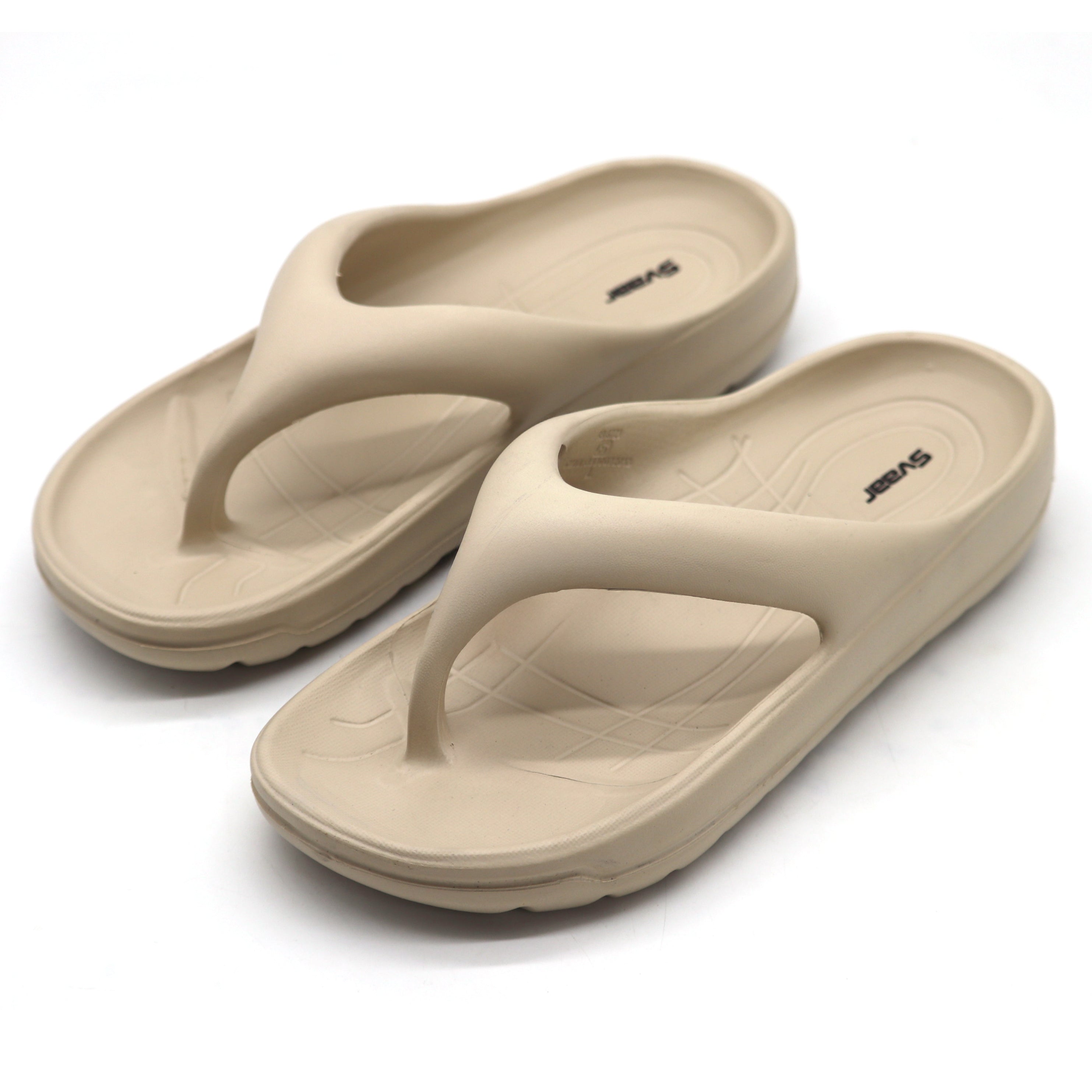 SVAAR Soft EVA Slippers for Men | Stylish Anti-Skid Flip-Flops with Arch Support & Bouncy Sole | Lightweight Indoor Outdoor Comfort-Beige