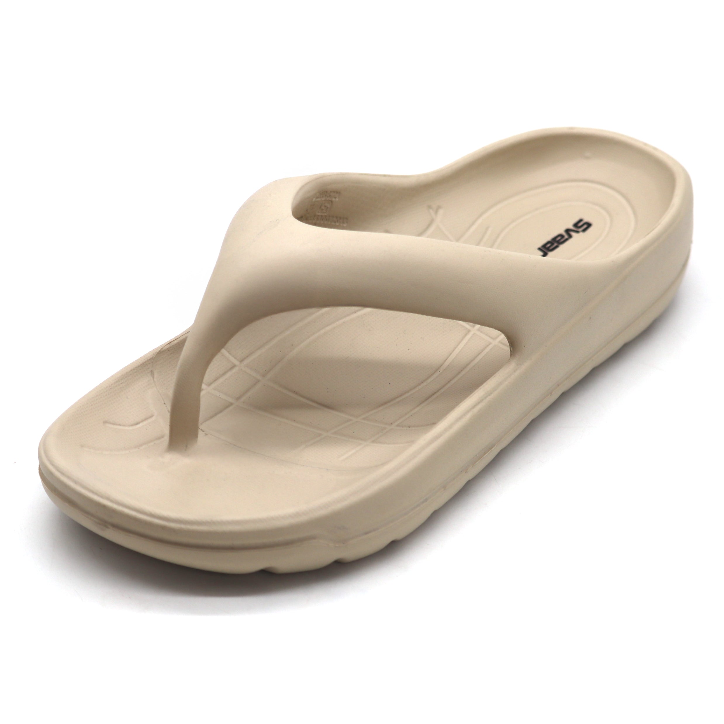 SVAAR Soft EVA Slippers for Men | Stylish Anti-Skid Flip-Flops with Arch Support & Bouncy Sole | Lightweight Indoor Outdoor Comfort-Beige