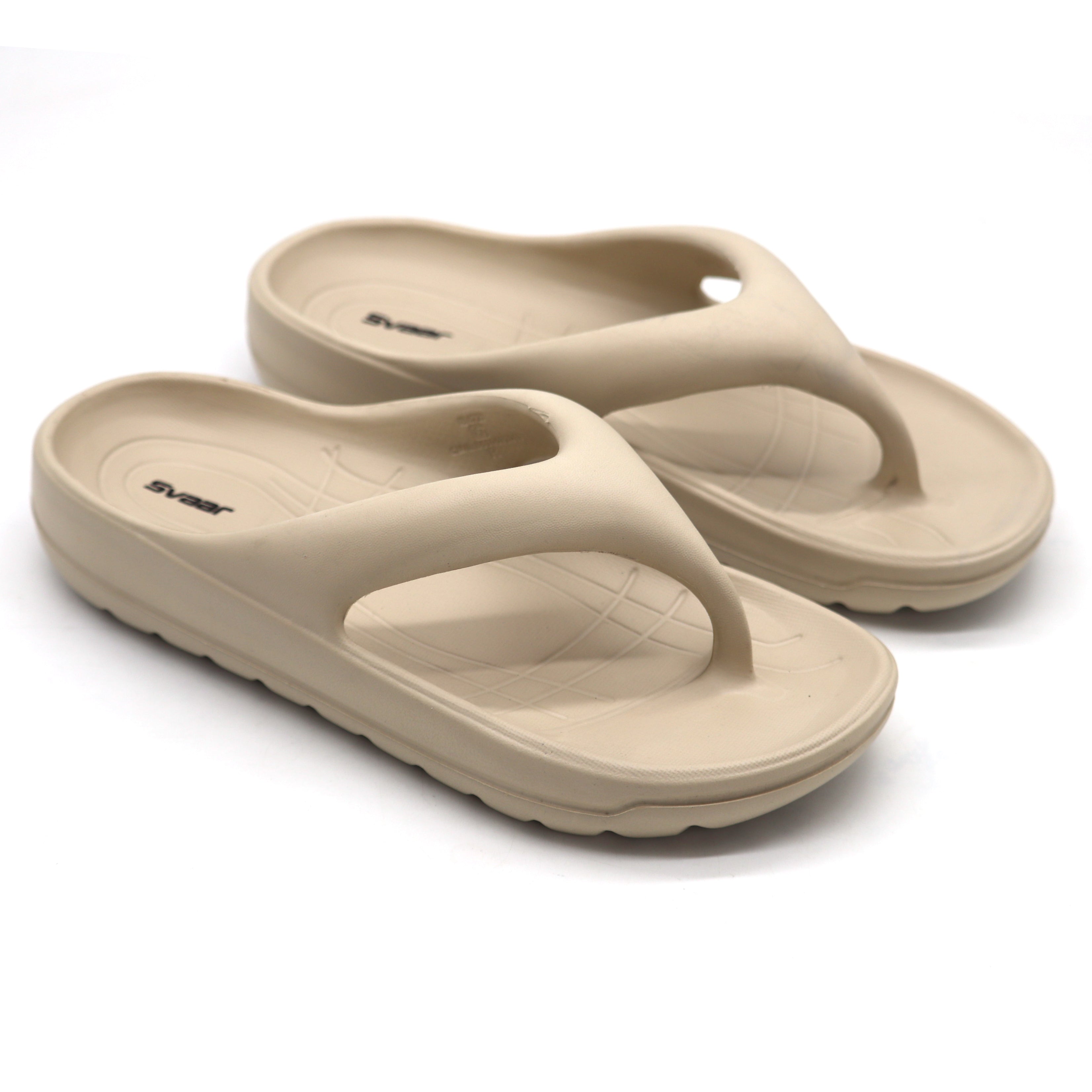 SVAAR Soft EVA Slippers for Men | Stylish Anti-Skid Flip-Flops with Arch Support & Bouncy Sole | Lightweight Indoor Outdoor Comfort-Beige