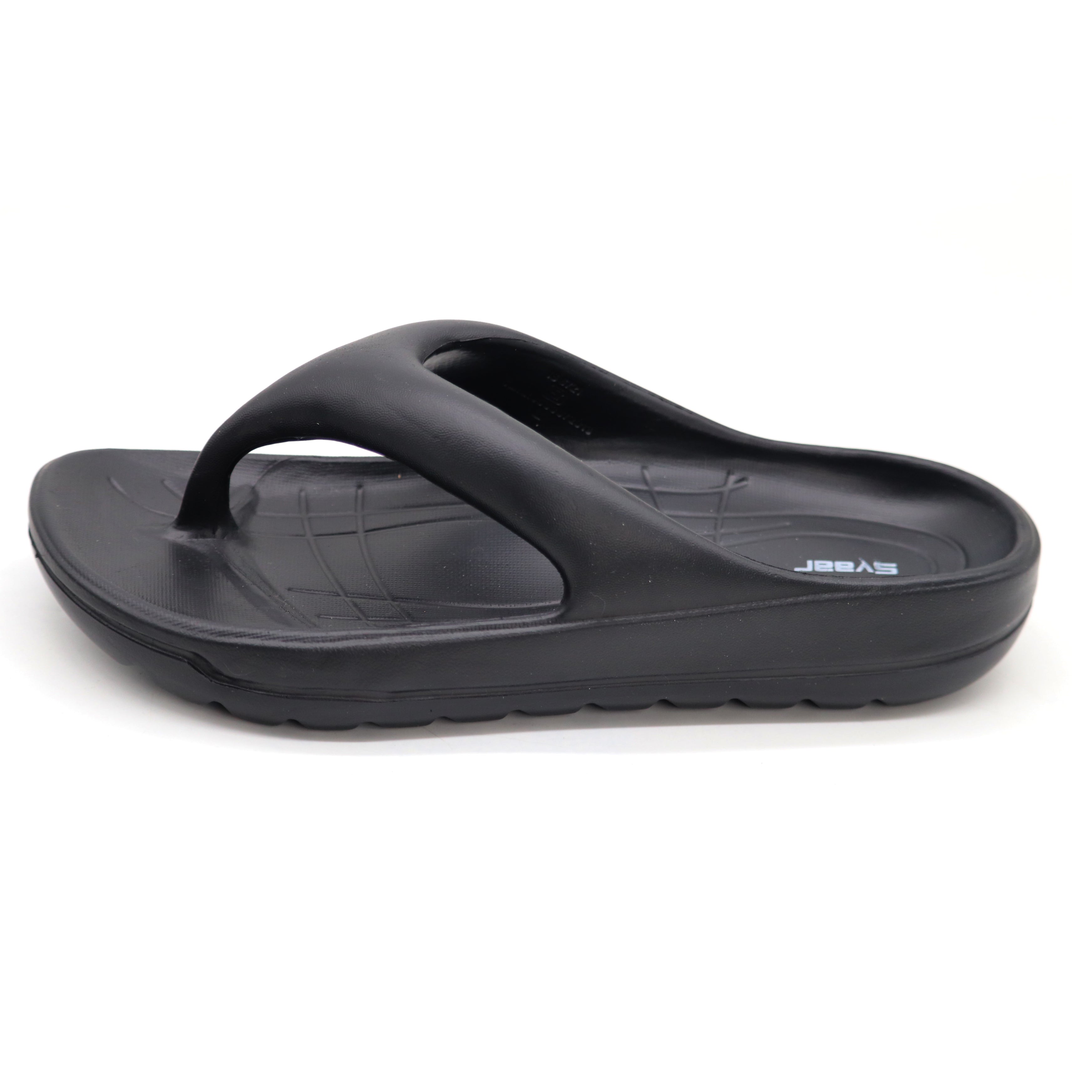 SVAAR Soft EVA Slippers for Men | Stylish Anti-Skid Flip-Flops with Arch Support & Bouncy Sole | Lightweight Indoor Outdoor Comfort-Black