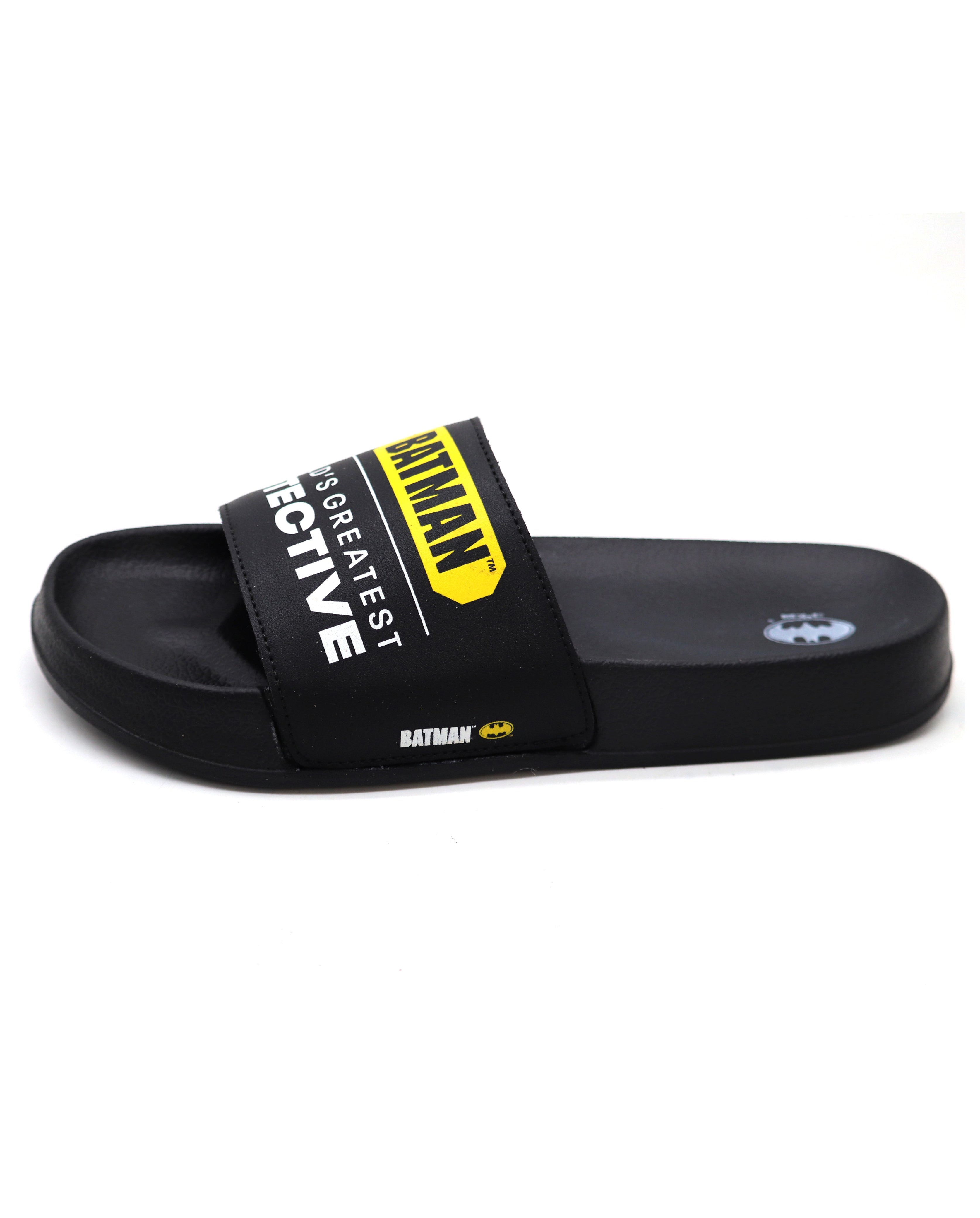 SVAAR Batman Detective Men's Black Sliders – Ultra Soft Cushion Flip Flops