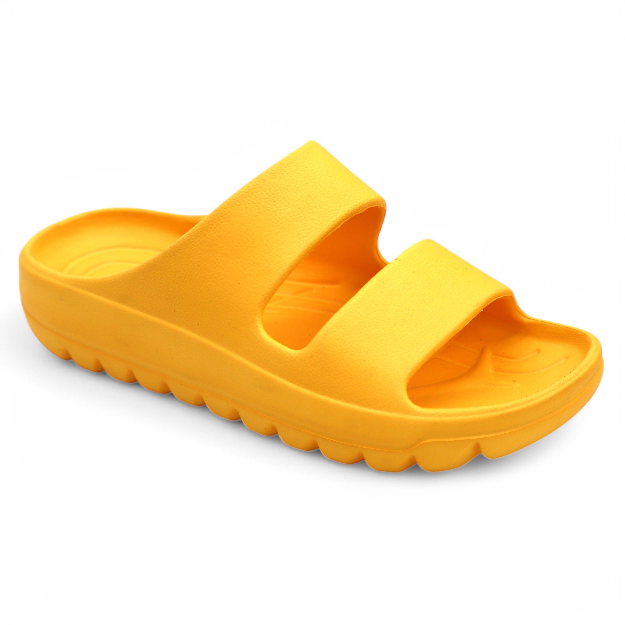 SVAAR Soft EVA Double Strap Slippers for Men | Stylish Anti-Skid Slides with Arch Support & Bouncy Sole | Lightweight Indoor Outdoor Comfort-Yellow