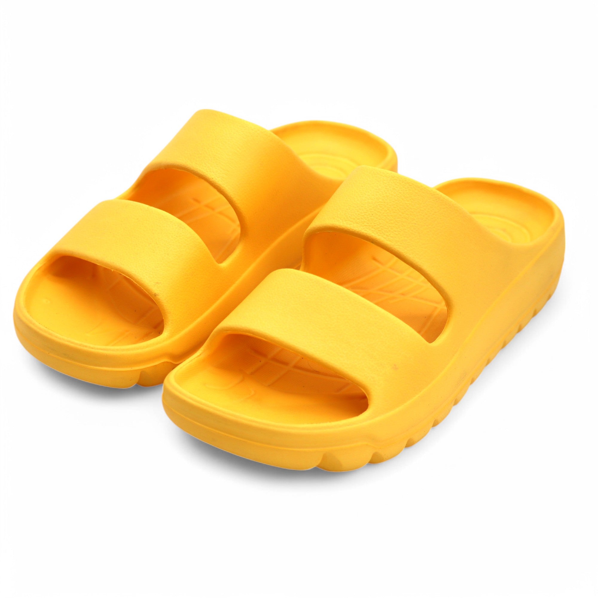 SVAAR Soft EVA Double Strap Slippers for Men | Stylish Anti-Skid Slides with Arch Support & Bouncy Sole | Lightweight Indoor Outdoor Comfort-Yellow