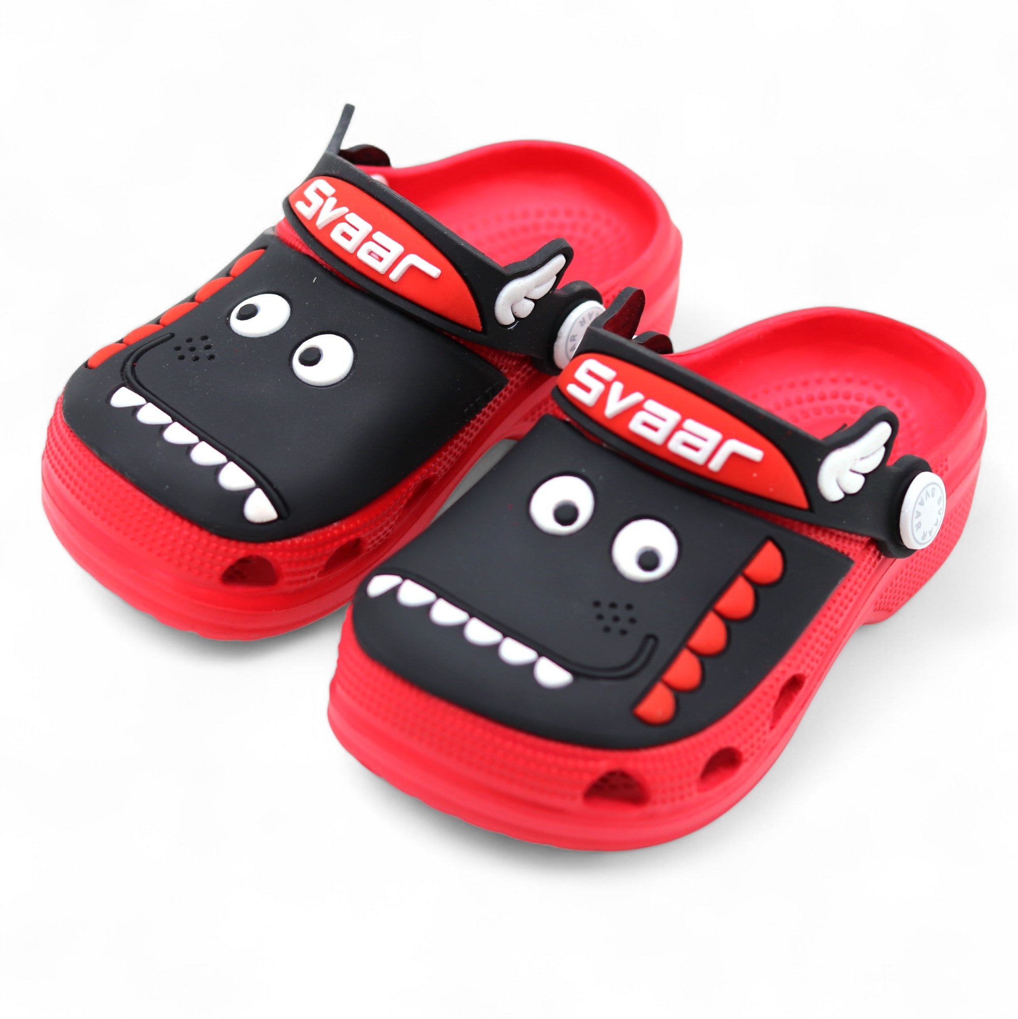 SVAAR Kids Cartoon Dinosaur Clogs –red