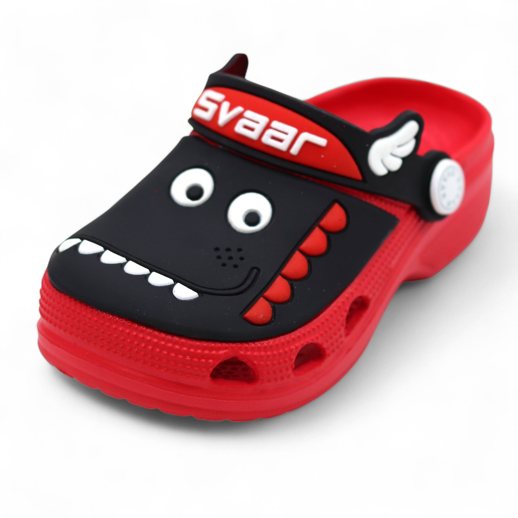 SVAAR Kids Cartoon Dinosaur Clogs –red