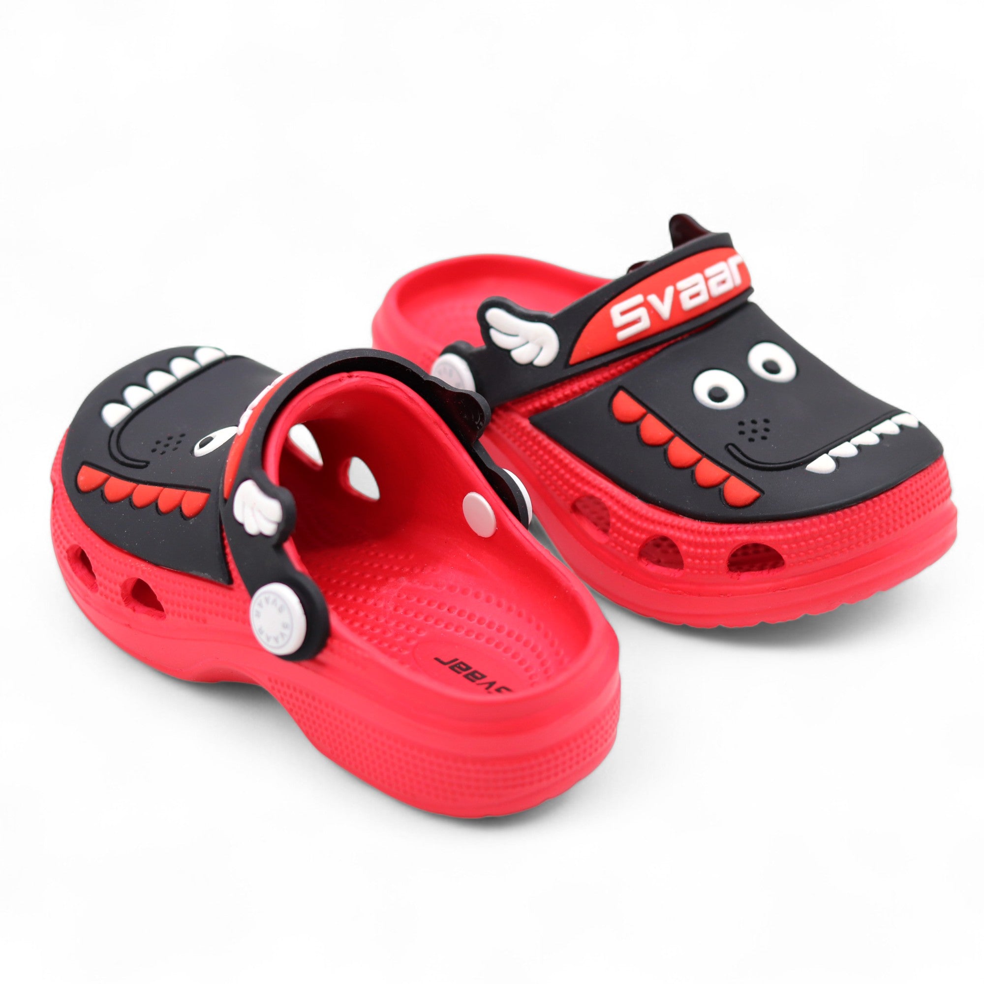 SVAAR Kids Cartoon Dinosaur Clogs –red