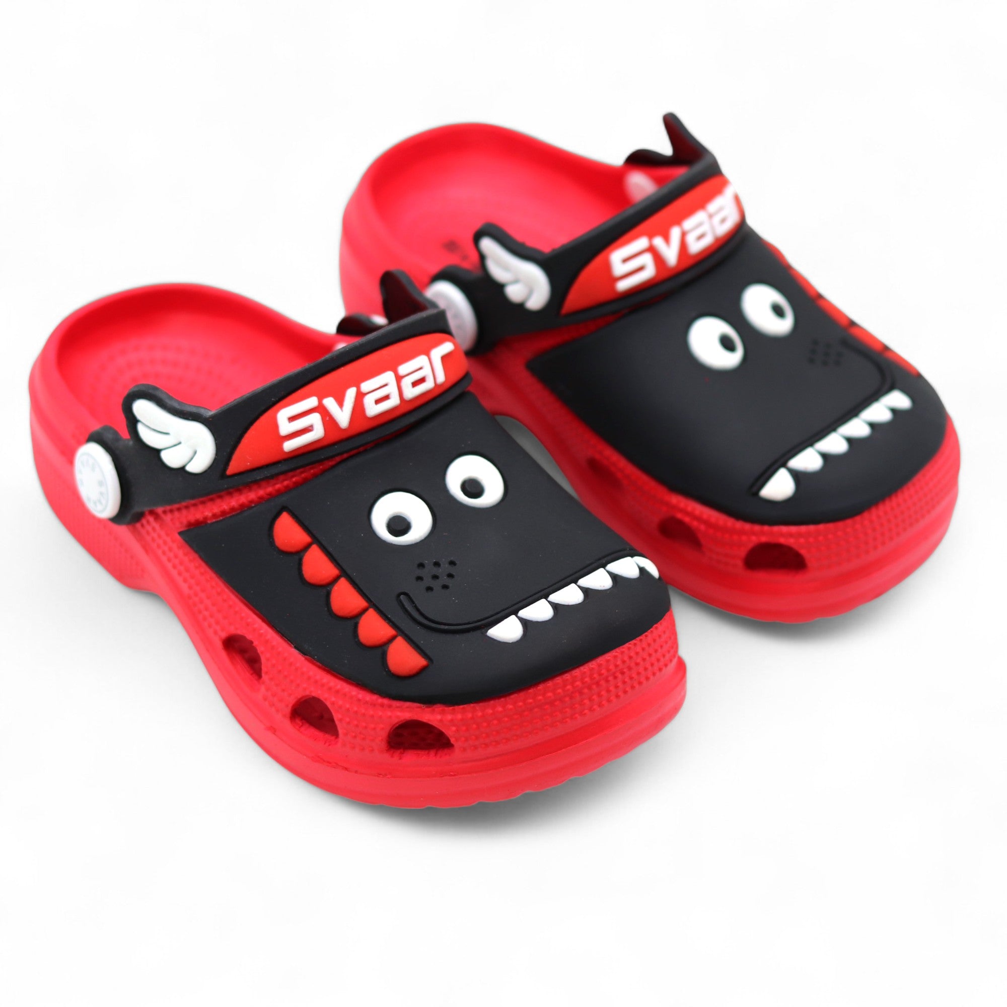 SVAAR Kids Cartoon Dinosaur Clogs –red
