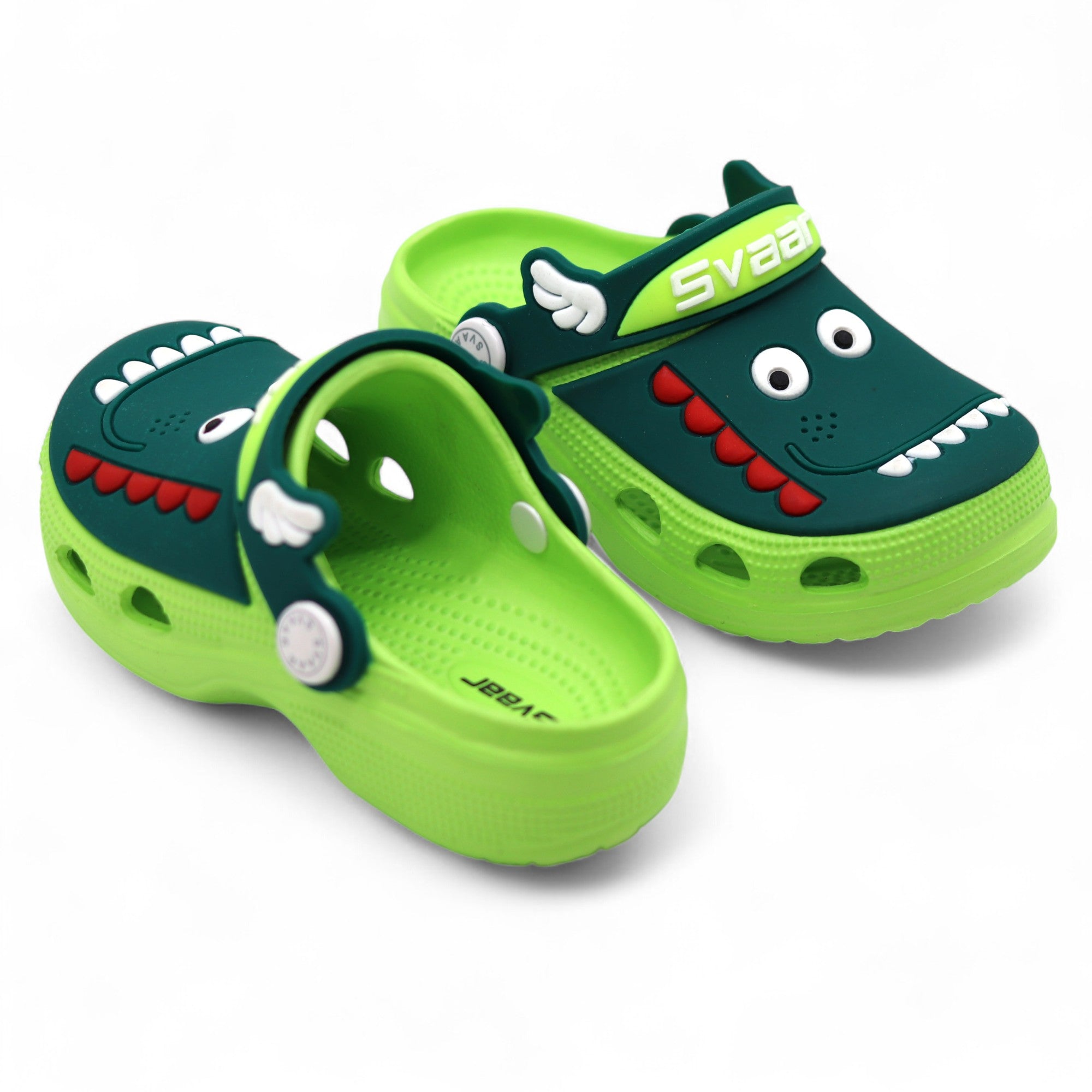 SVAAR Kids Cartoon Dinosaur Clogs –Green