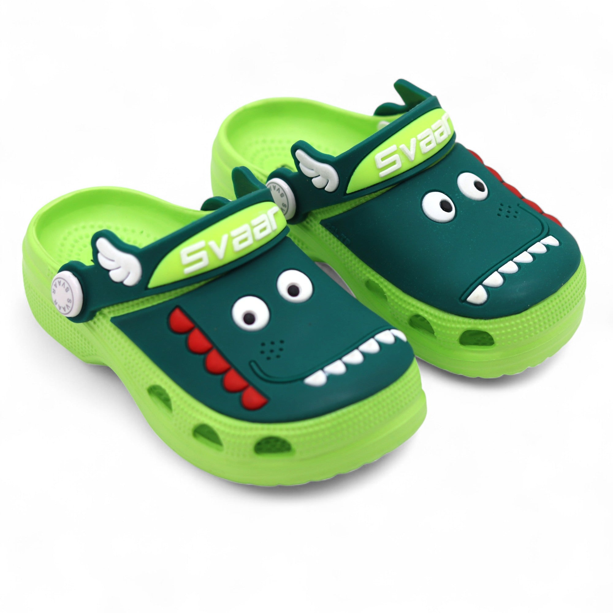 SVAAR Kids Cartoon Dinosaur Clogs –Green