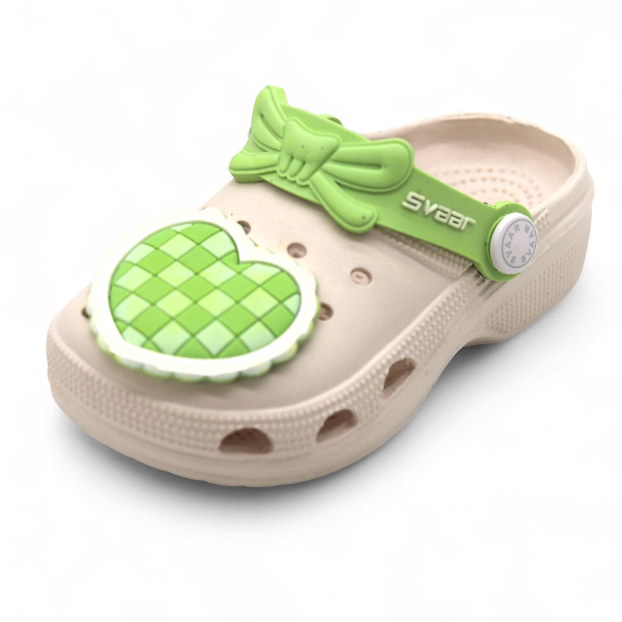 SVAAR Cute Heart Clogs for Girls and Boys-Green