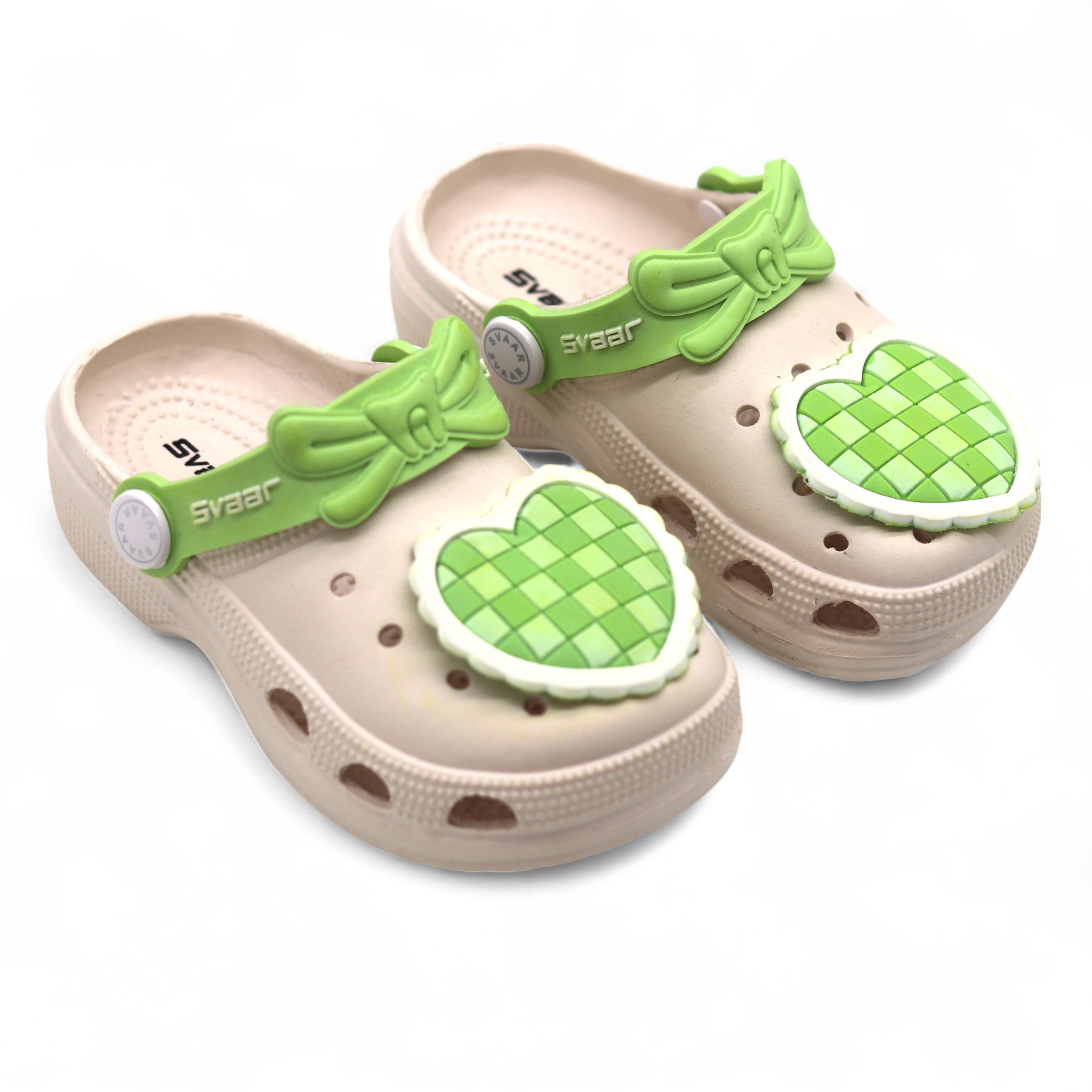 SVAAR Cute Heart Clogs for Girls and Boys-Green