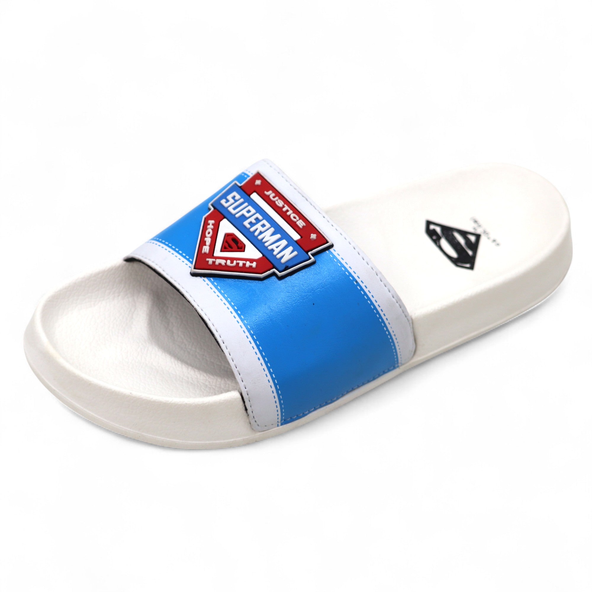 SVAAR x Superman Men's Slides – Soft Cushion, Anti-Slip, Lightweight- White