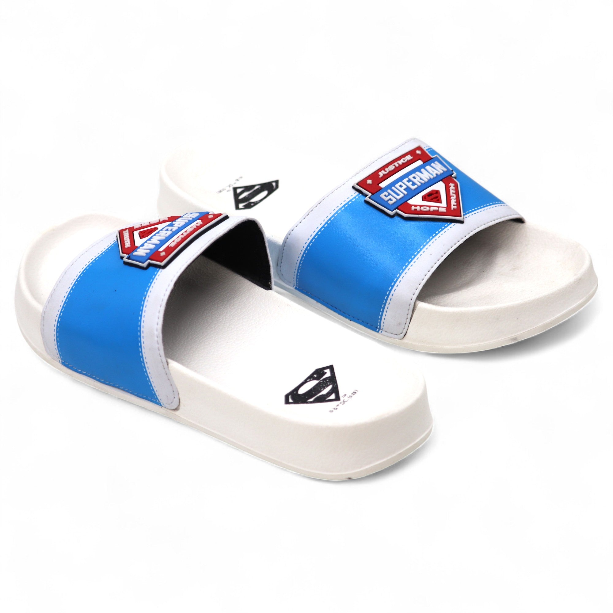 SVAAR x Superman Men's Slides – Soft Cushion, Anti-Slip, Lightweight- White