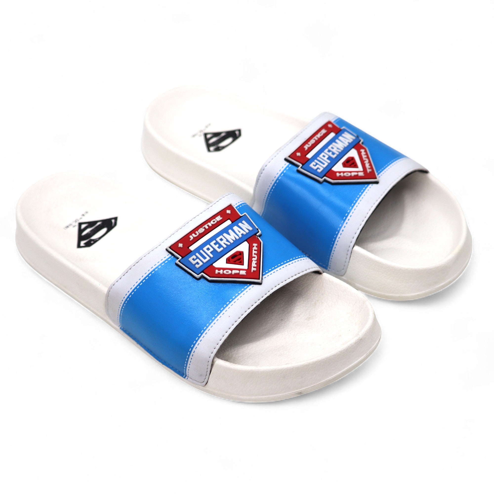 SVAAR x Superman Men's Slides – Soft Cushion, Anti-Slip, Lightweight- White