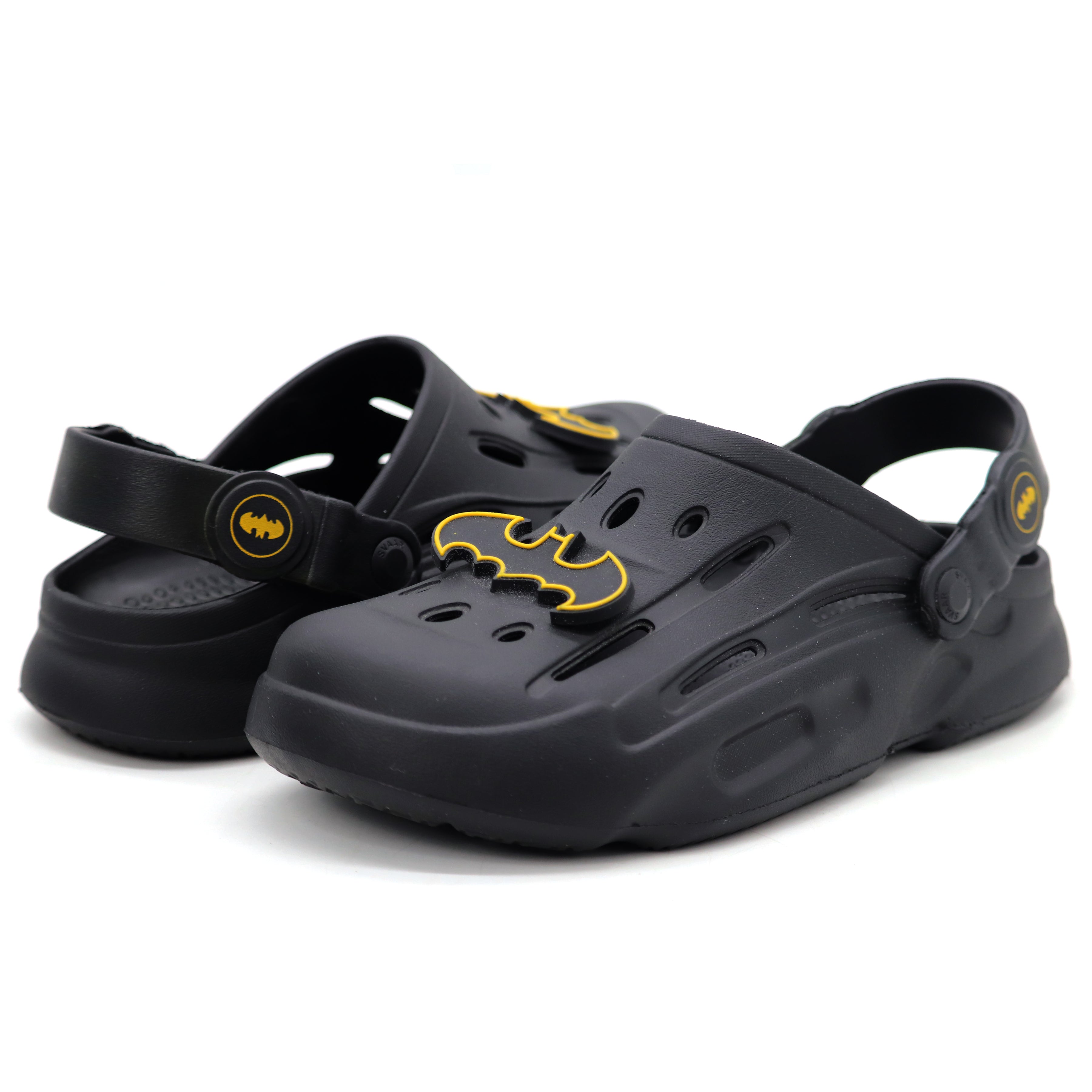 SVAAR Batman Men's Sturdy Clogs With Authentic Batman Charms And Adjustable Back Strap Black