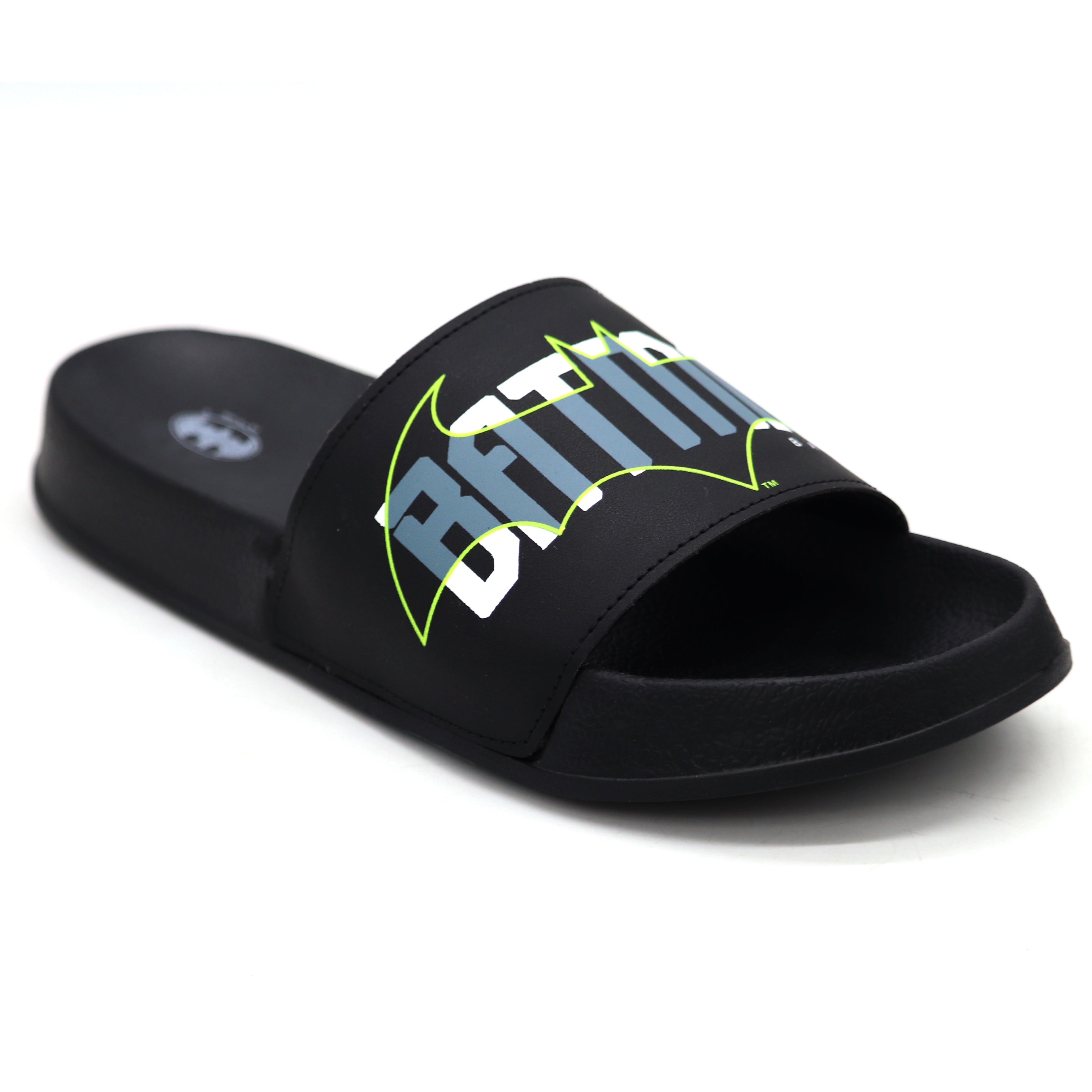SVAAR Batman Edition Men's Black Sliders – Cushioned, Waterproof Flip Flops