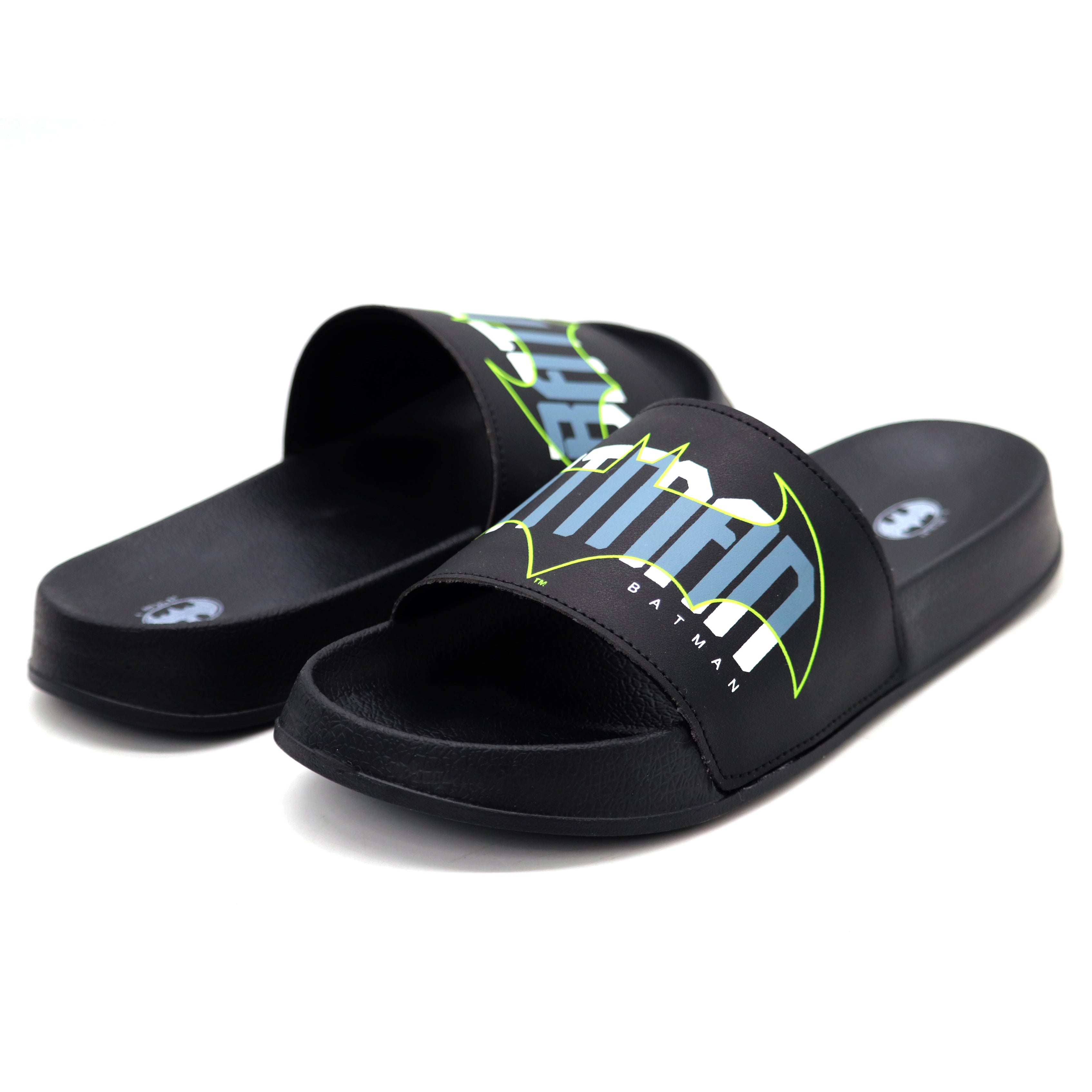 SVAAR Batman Edition Men's Black Sliders – Cushioned, Waterproof Flip Flops