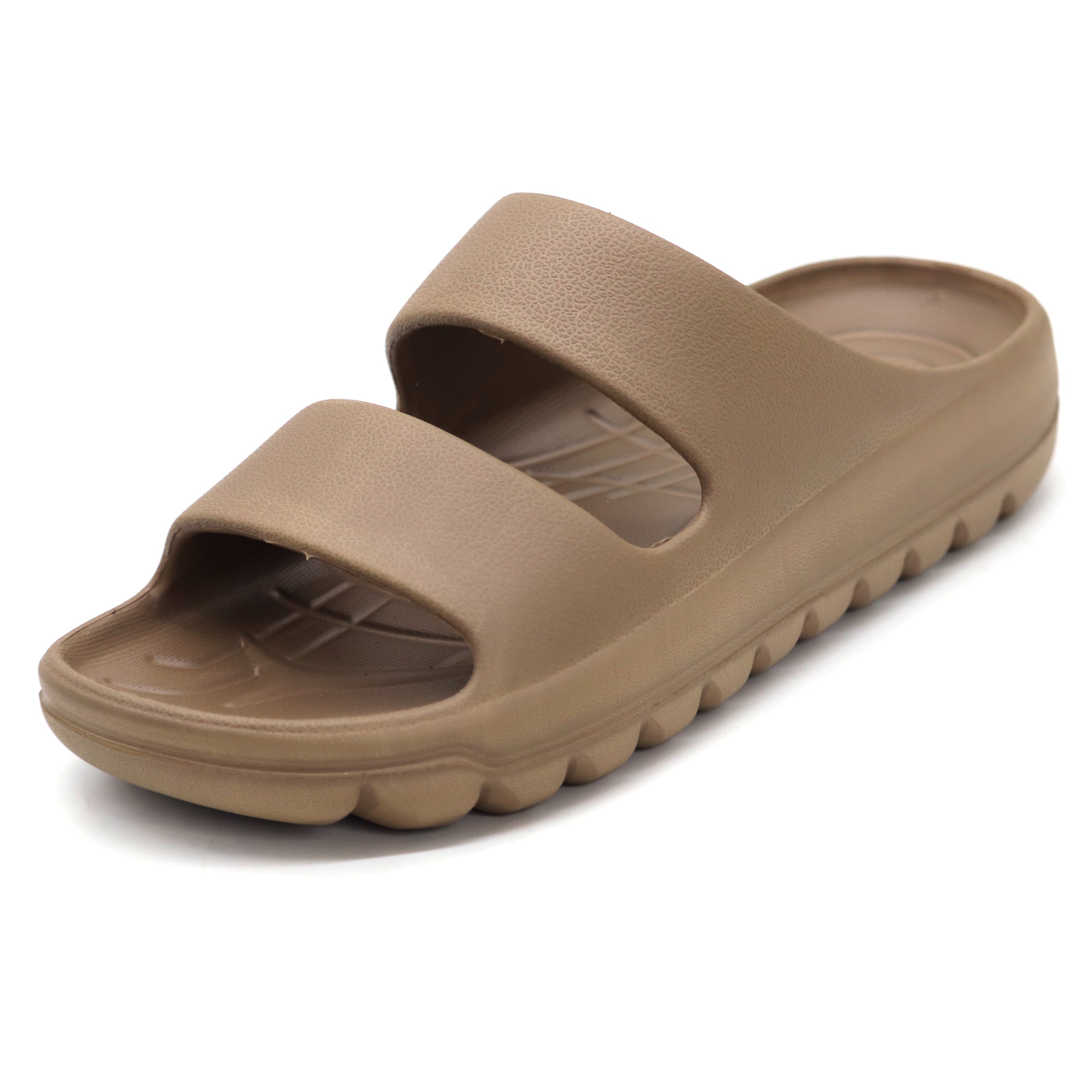 SVAAR Soft EVA Double Strap Slippers for Men | Stylish Anti-Skid Slides with Arch Support & Bouncy Sole | Lightweight Indoor Outdoor Comfort-Brown