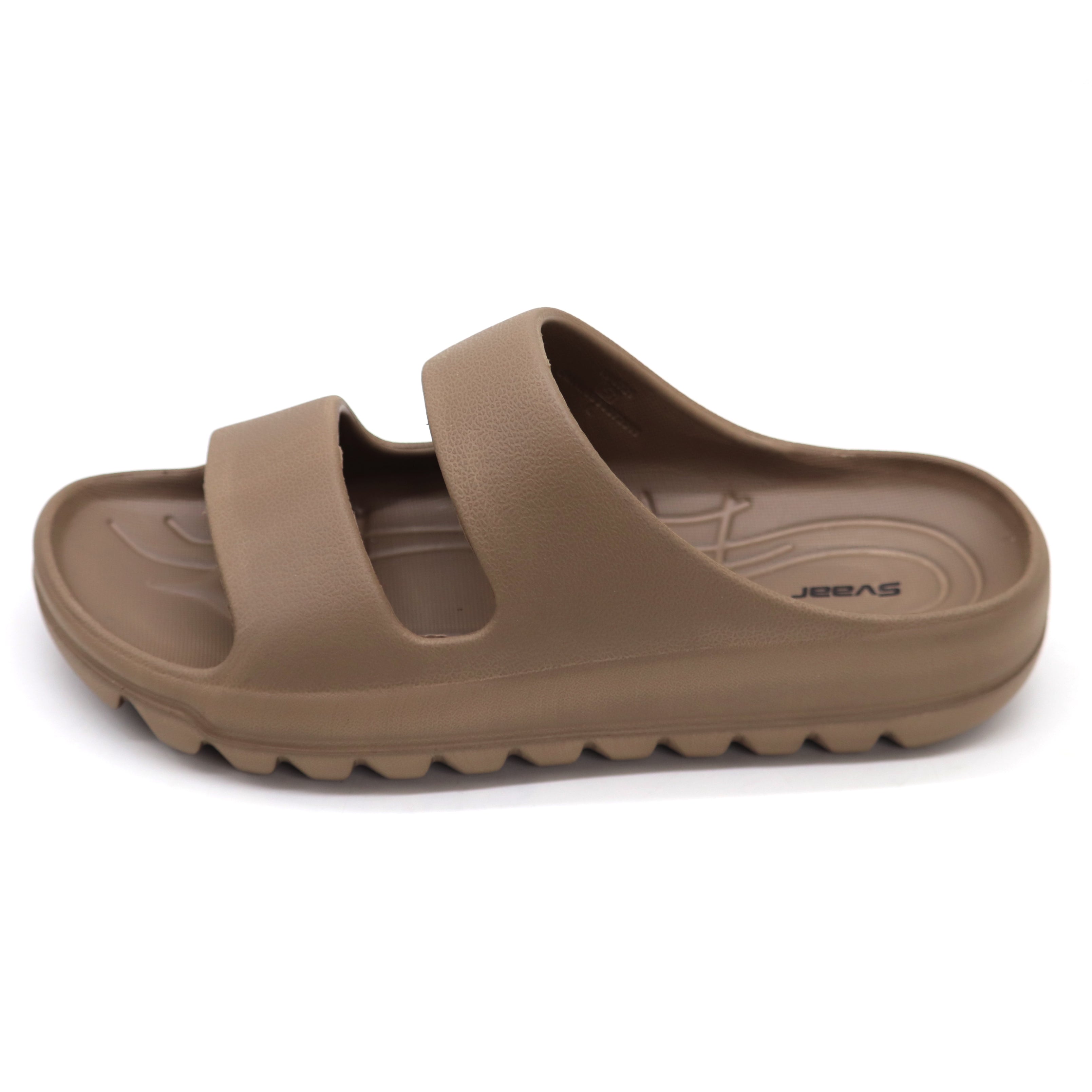 SVAAR Soft EVA Double Strap Slippers for Men | Stylish Anti-Skid Slides with Arch Support & Bouncy Sole | Lightweight Indoor Outdoor Comfort-Brown