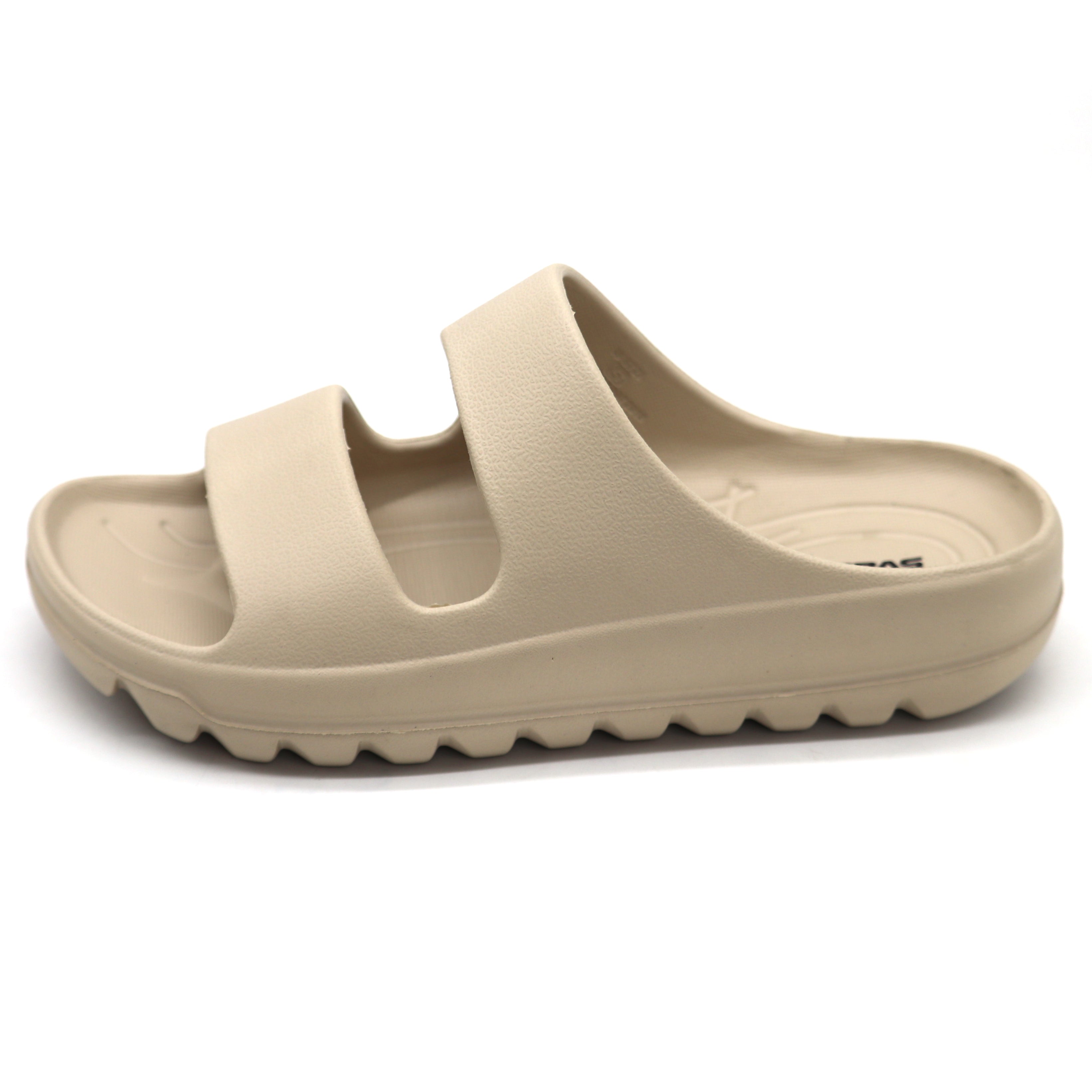 SVAAR Soft EVA Double Strap Slippers for Men | Stylish Anti-Skid Slides with Arch Support & Bouncy Sole | Lightweight Indoor Outdoor Comfort-Beige