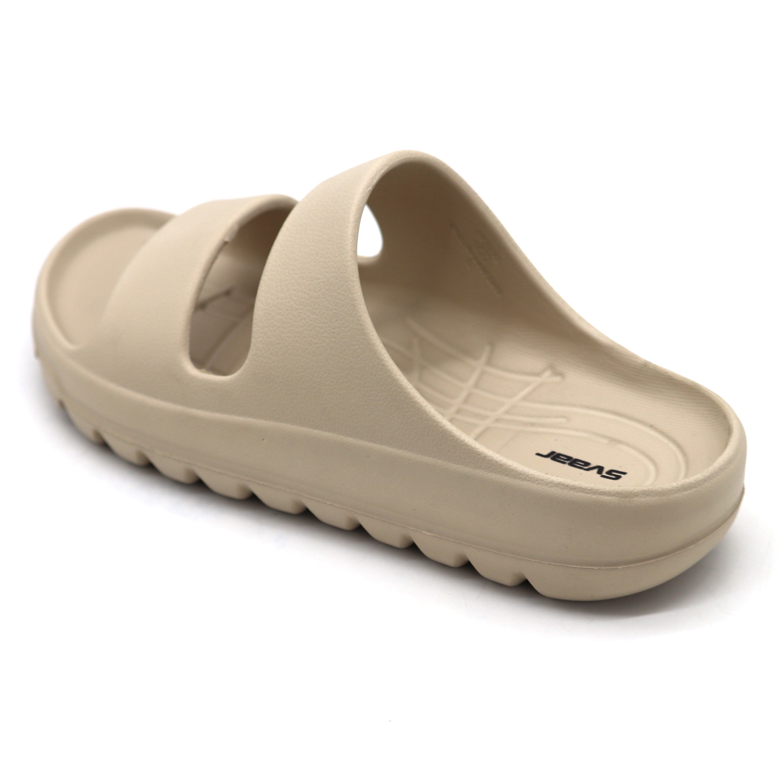 SVAAR Soft EVA Double Strap Slippers for Men | Stylish Anti-Skid Slides with Arch Support & Bouncy Sole | Lightweight Indoor Outdoor Comfort-Beige