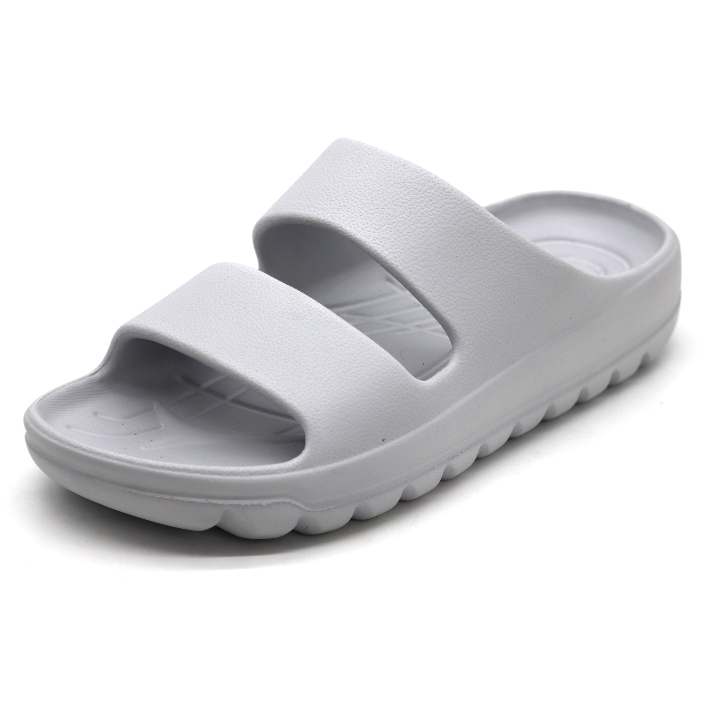 SVAAR Soft EVA Double Strap Slippers for Men | Stylish Anti-Skid Slides with Arch Support & Bouncy Sole | Lightweight Indoor Outdoor Comfort-Grey