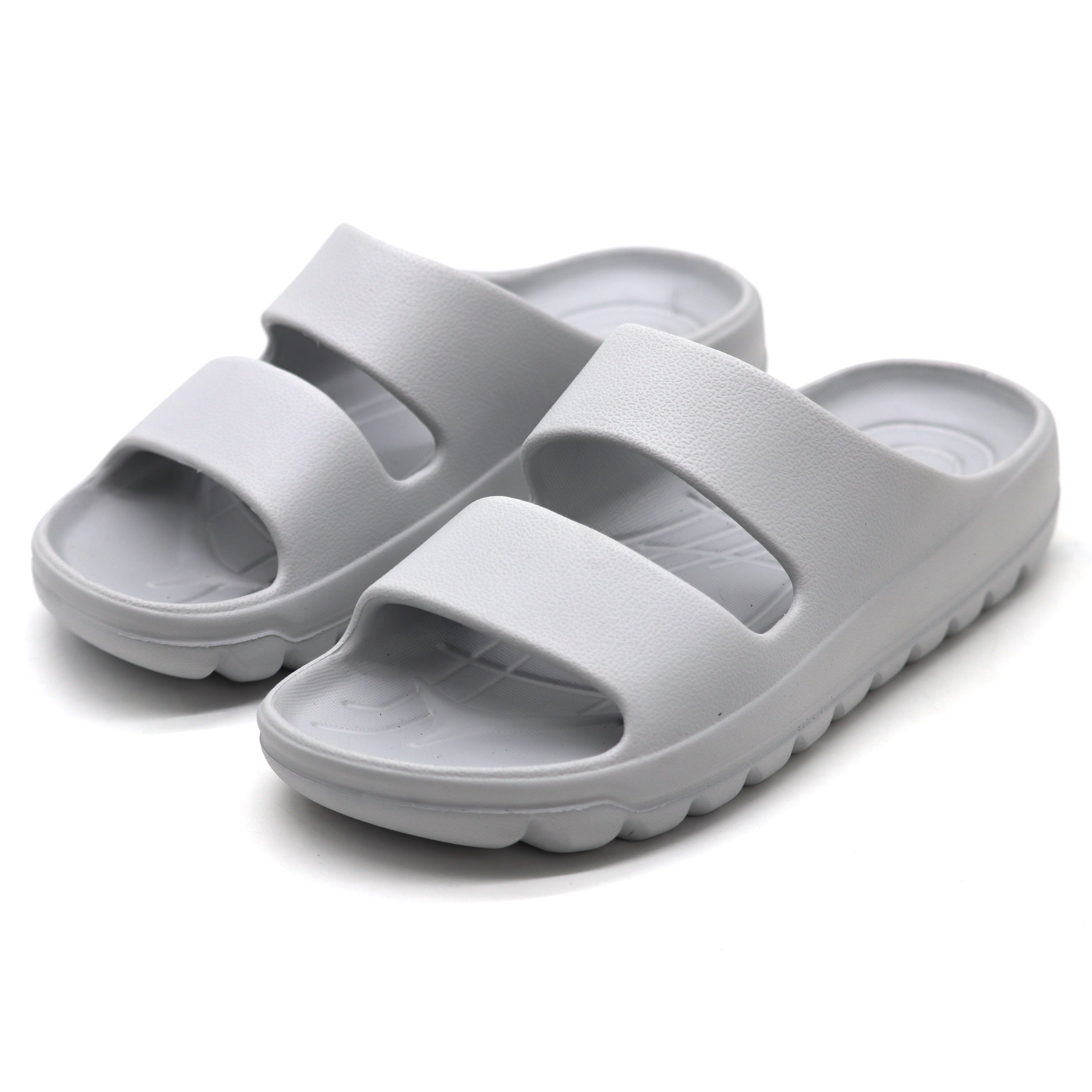 SVAAR Soft EVA Double Strap Slippers for Men | Stylish Anti-Skid Slides with Arch Support & Bouncy Sole | Lightweight Indoor Outdoor Comfort-Grey