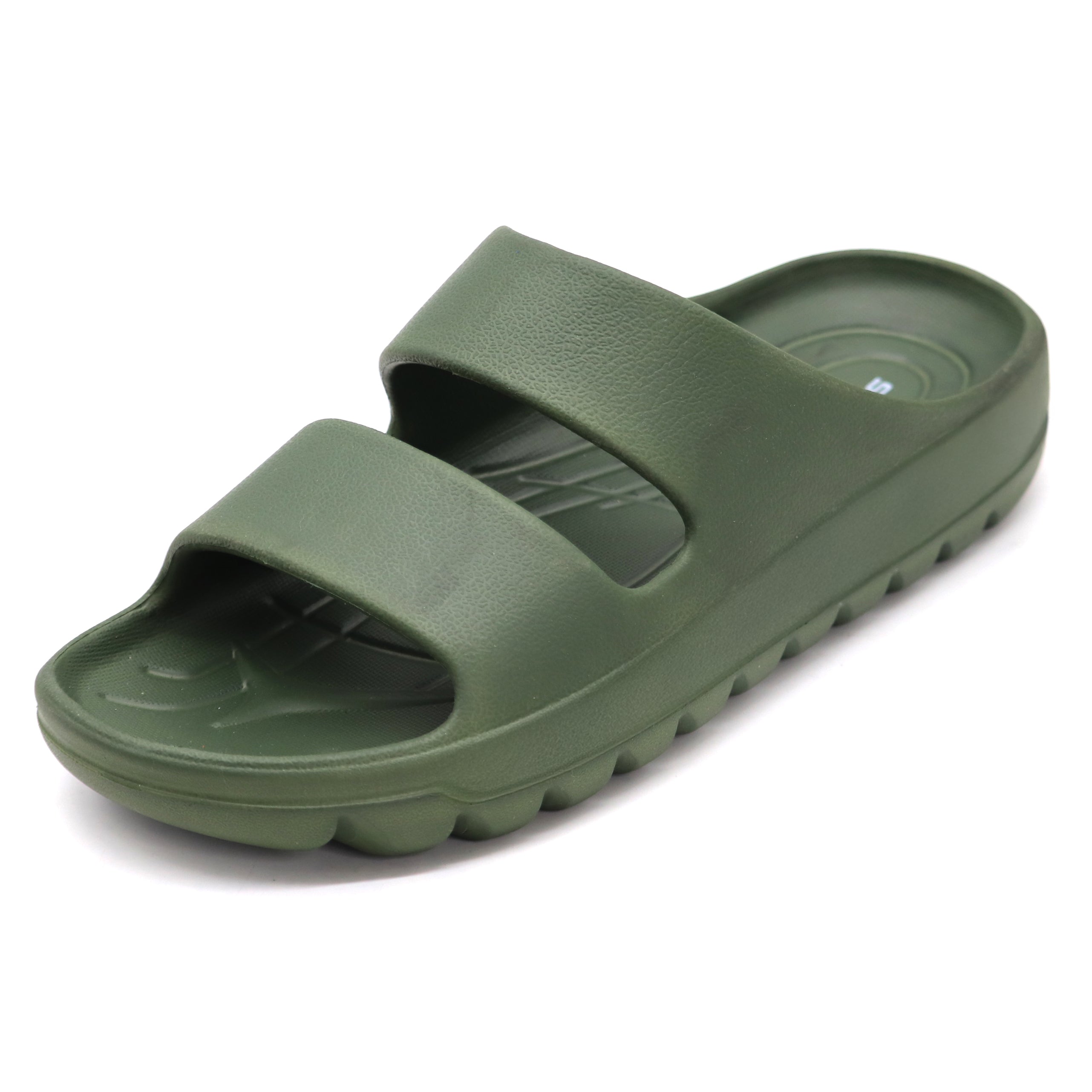 SVAAR Soft EVA Double Strap Slippers for Men | Stylish Anti-Skid Slides with Arch Support & Bouncy Sole | Lightweight Indoor Outdoor Comfort-Olive
