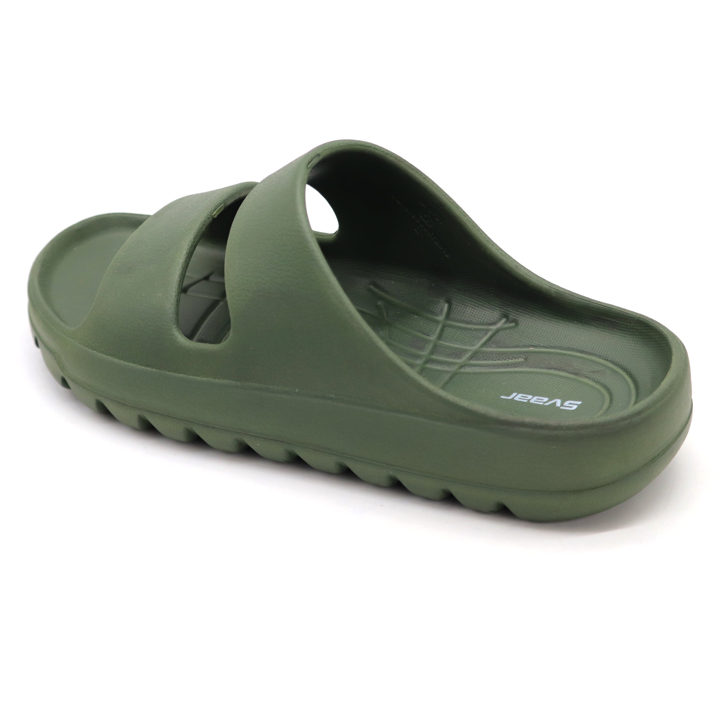 SVAAR Soft EVA Double Strap Slippers for Men | Stylish Anti-Skid Slides with Arch Support & Bouncy Sole | Lightweight Indoor Outdoor Comfort-Olive